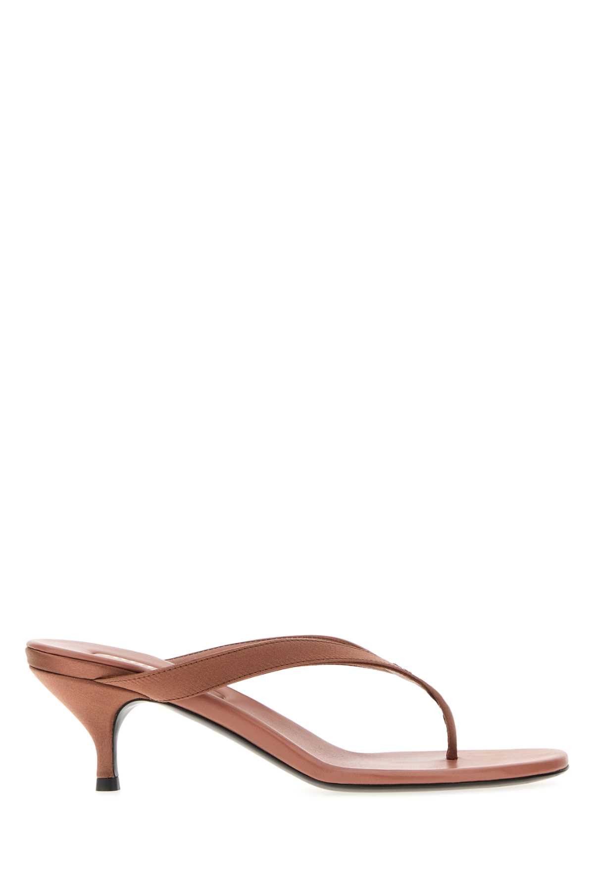 Antiqued Pink Satin Thong Slippers, Women's (Size 6)