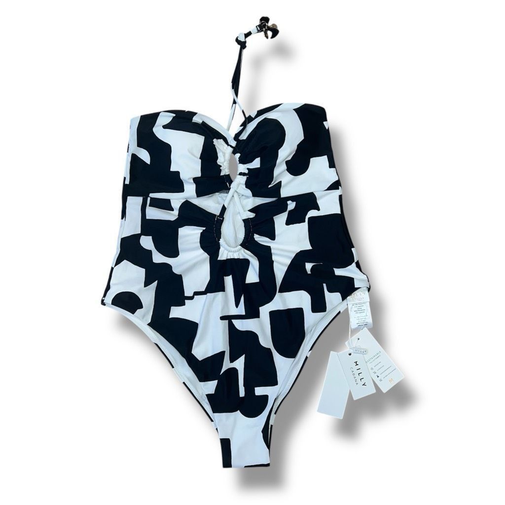 MILLY Milly Cabana Modern Geo Print Looped Cutout One-Piece Swimsuit Women’s Large Size XL / US 12-14 / IT 48-50 - 3 Thumbnail