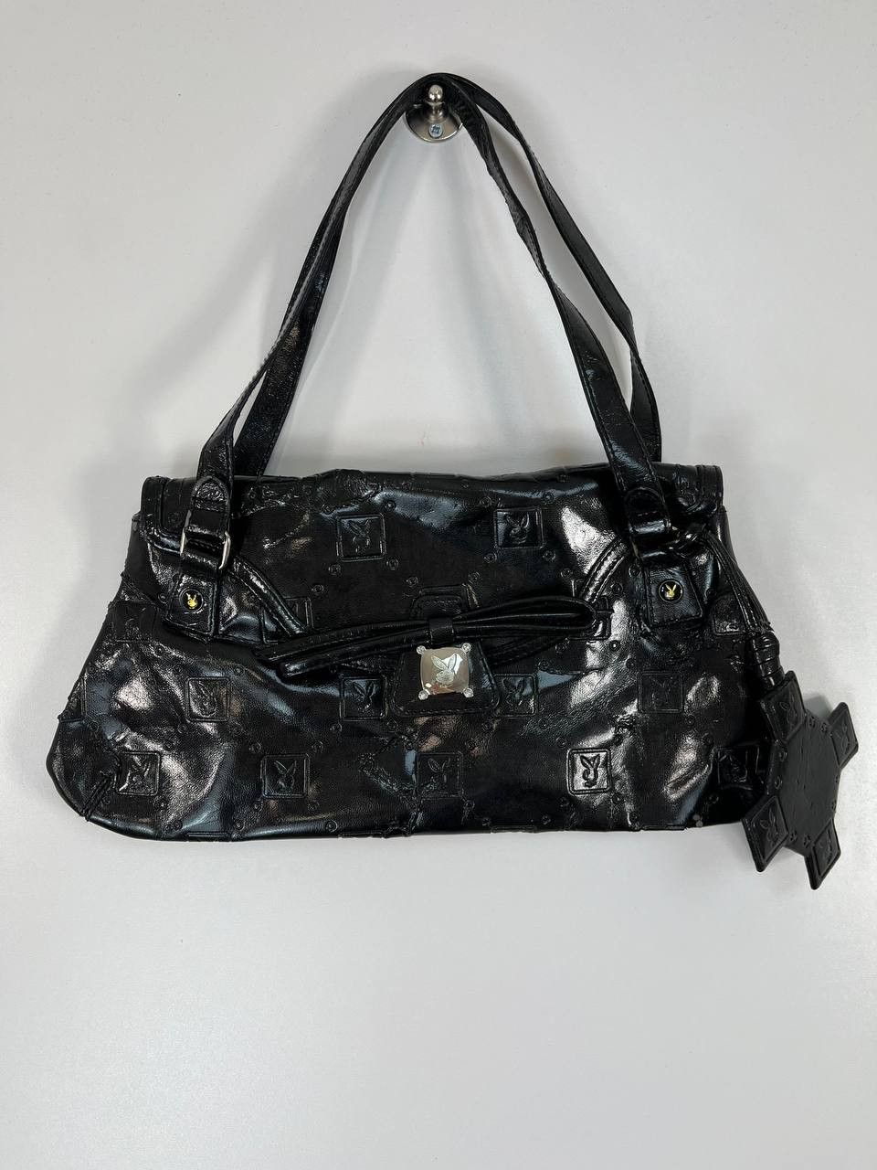 Playboy Playboy Care Embossed Black Patent Leather Shoulder Bag Vint Size ONE SIZE - 1 Thumbnail