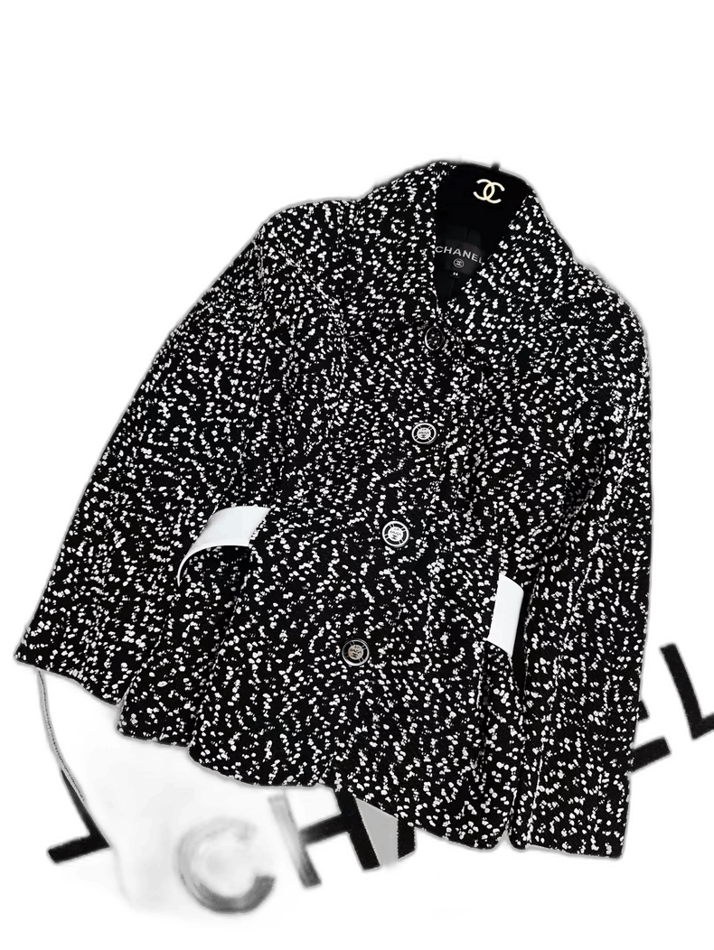 Chanel Black and White Short Jacket with Belt