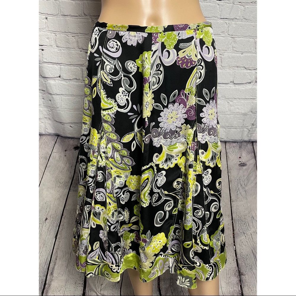 Other Sigrid Olsen Silk Paisley Floral Skirt Black Green Size 4 Size 27" / US 4 / IT 40 - 1 Thumbnail