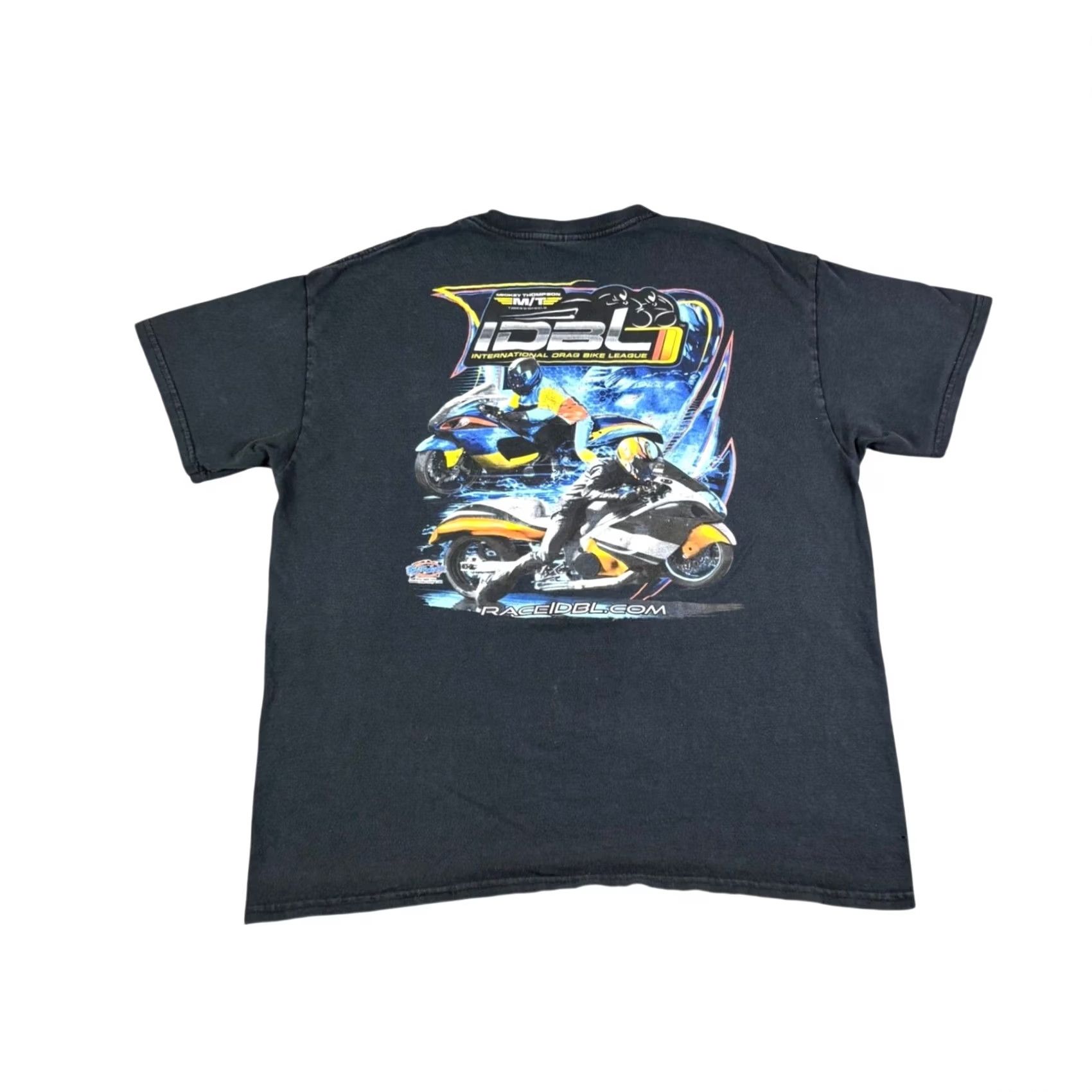 Gildan VINTAGE IDBL International Drag Bike League Mickey Thompson Black Graphic T-Shirt Large Size US L / EU 52-54 / 3 - 2 Thumbnail