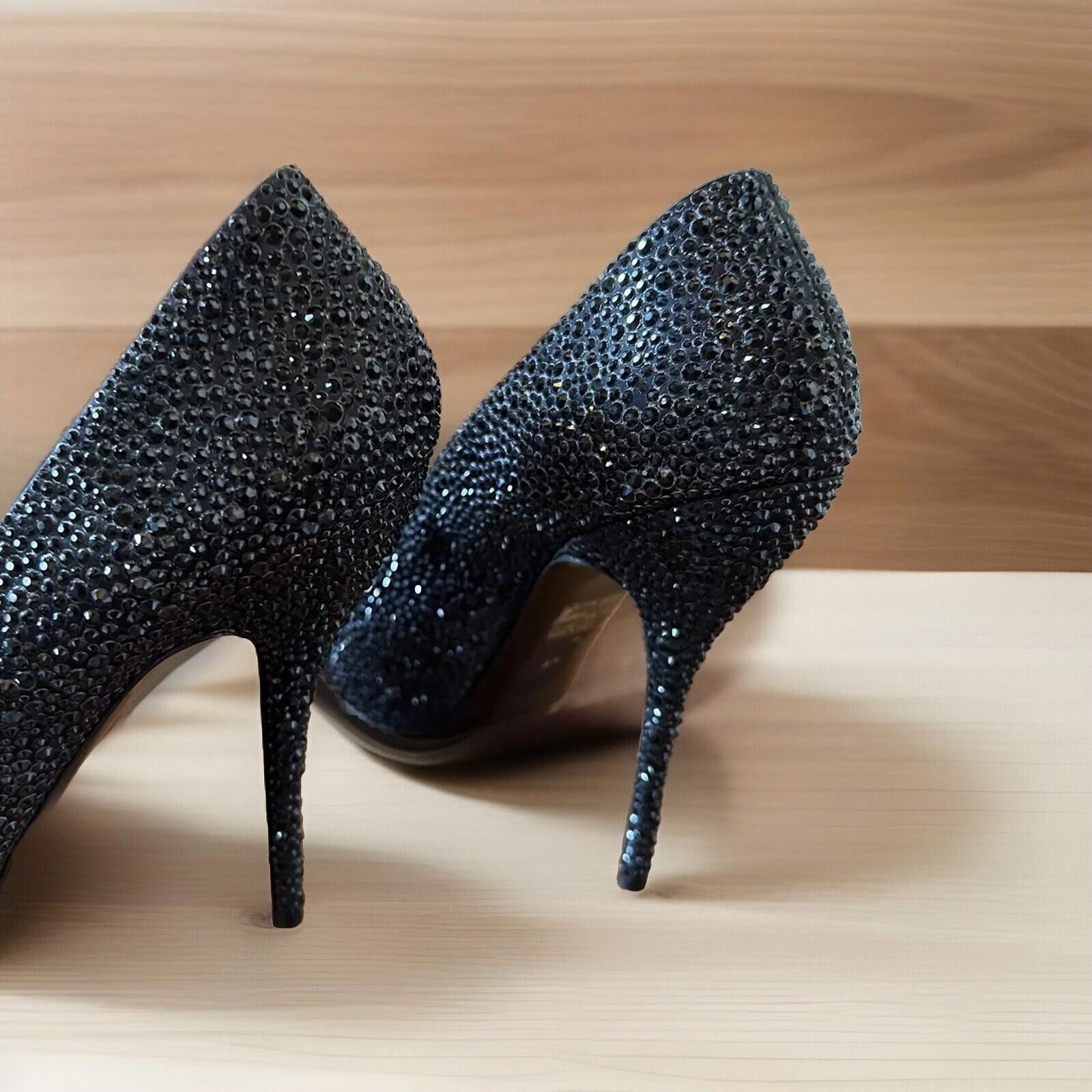 Gucci GUCCI Size 9 Black Crystal ETOILE SOFIA Open Toe Heels Pumps Size US 9 / IT 39 - 4 Thumbnail