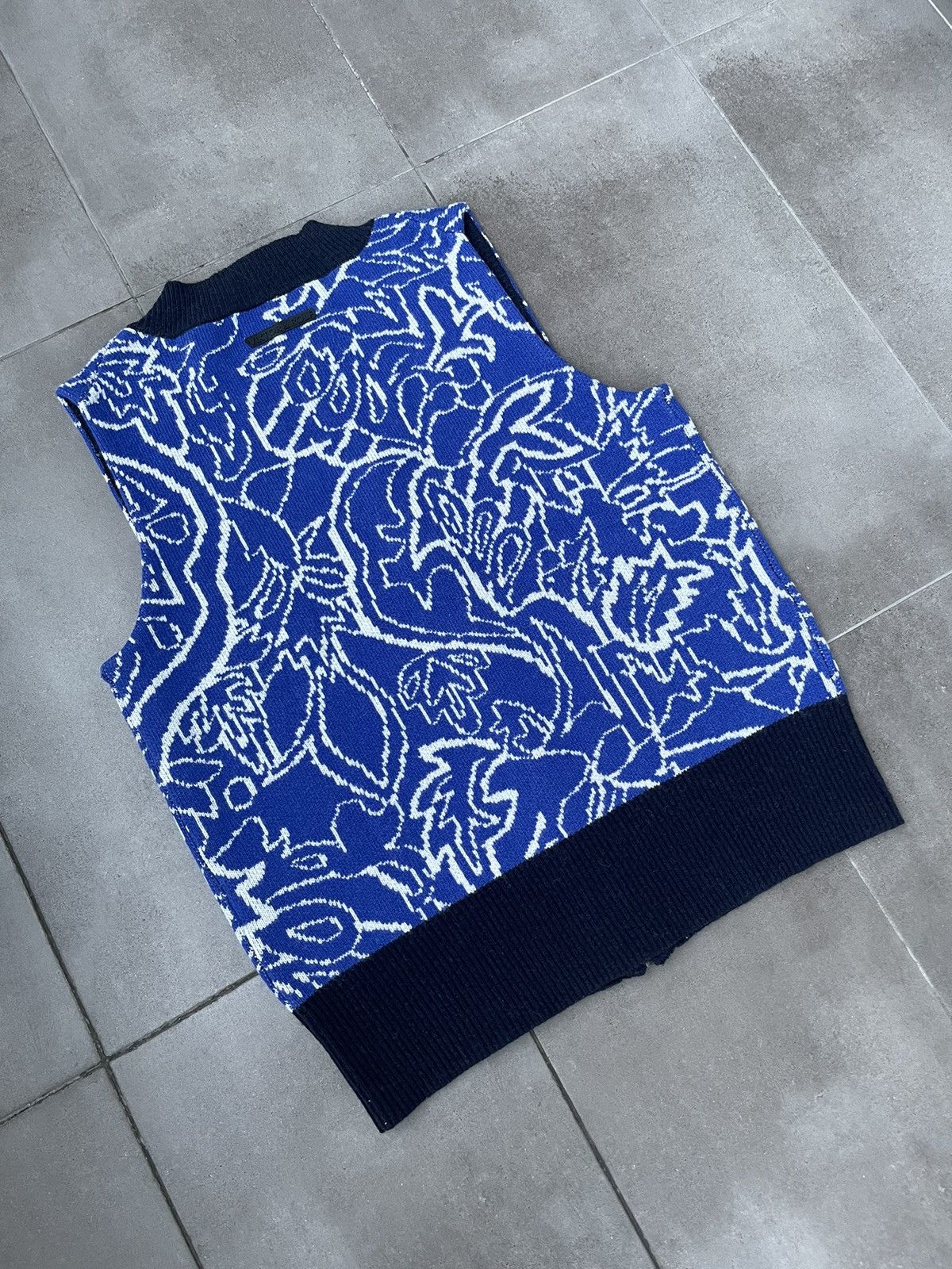 Viktor & Rolf !DS! SS23 Viktor & Rolf Jacquard Spencer Blue Knit Vest Size US M / EU 48-50 / 2 - 17 Thumbnail