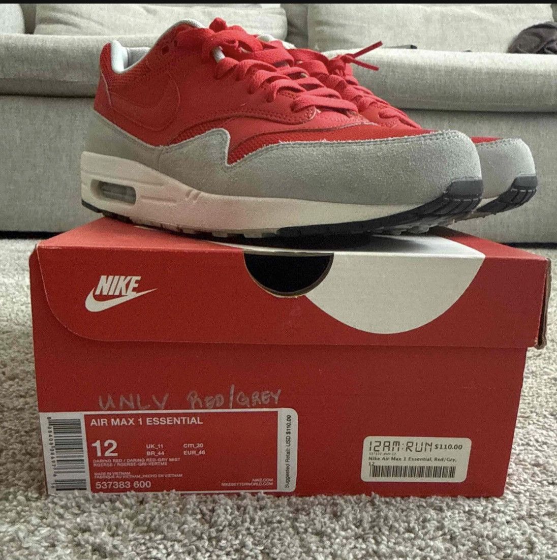 Nike Nike Air Max 1 Essential “Daring Red” Size US 12 / EU 45 - 1 Thumbnail