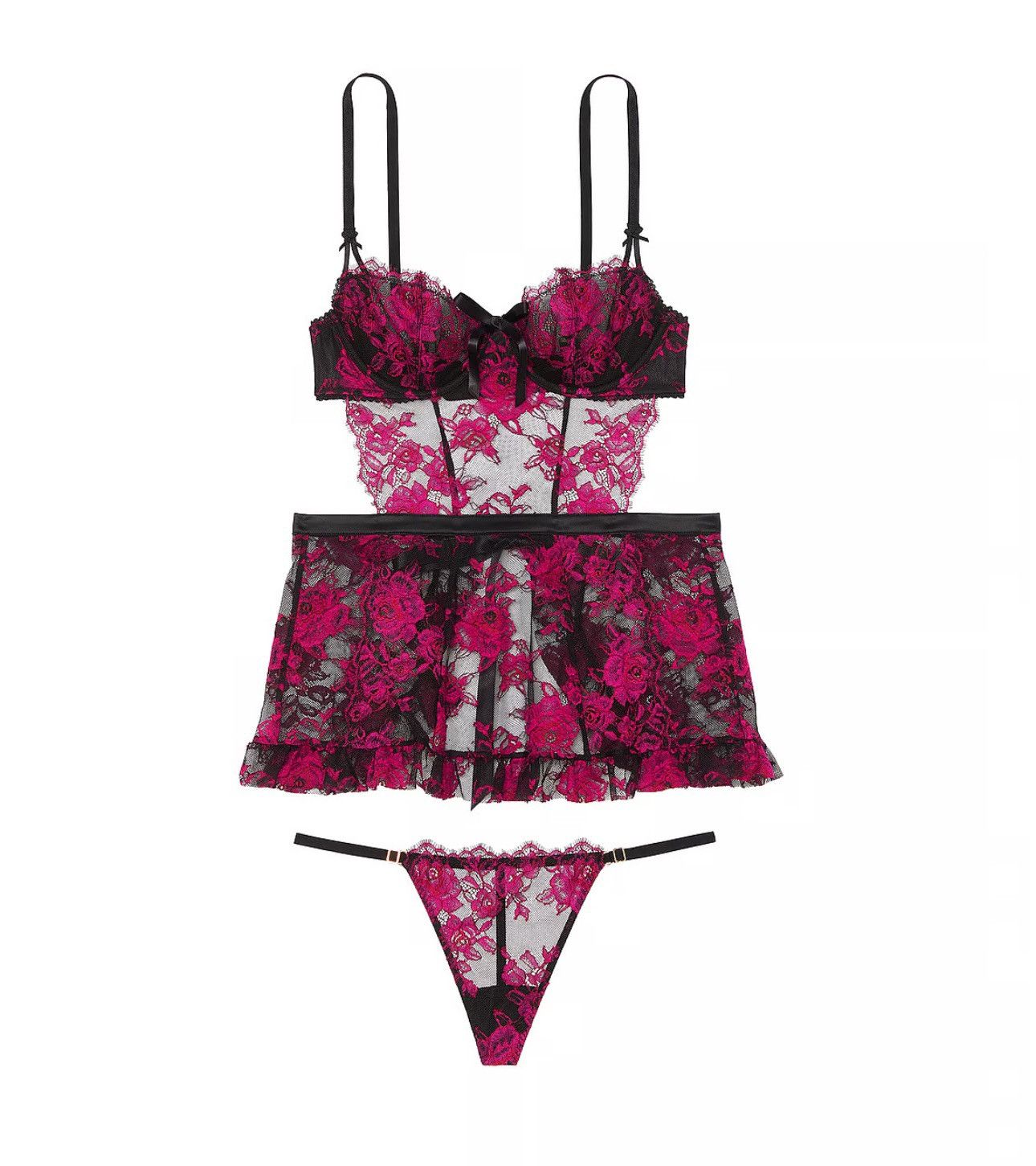 Victoria's Secret Victoria Secret Wicked Unlined Rose Lace Apron Set |  Grailed