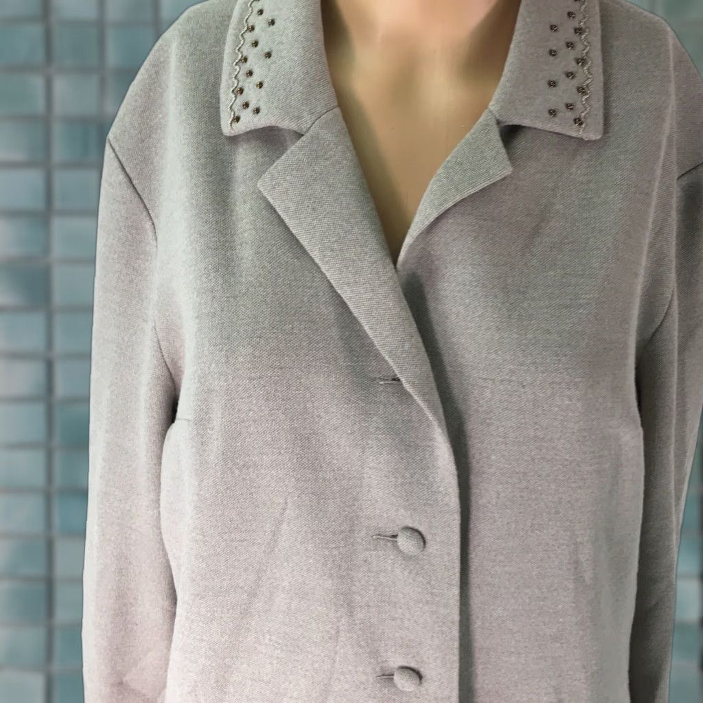 Vintage Jersey Wevenit Womens Shirt Dress Midi Gray Long Sleeve Collared Buttoned Dress Size 2/46 Size XS / US 0-2 / IT 36-38 - 1 Thumbnail