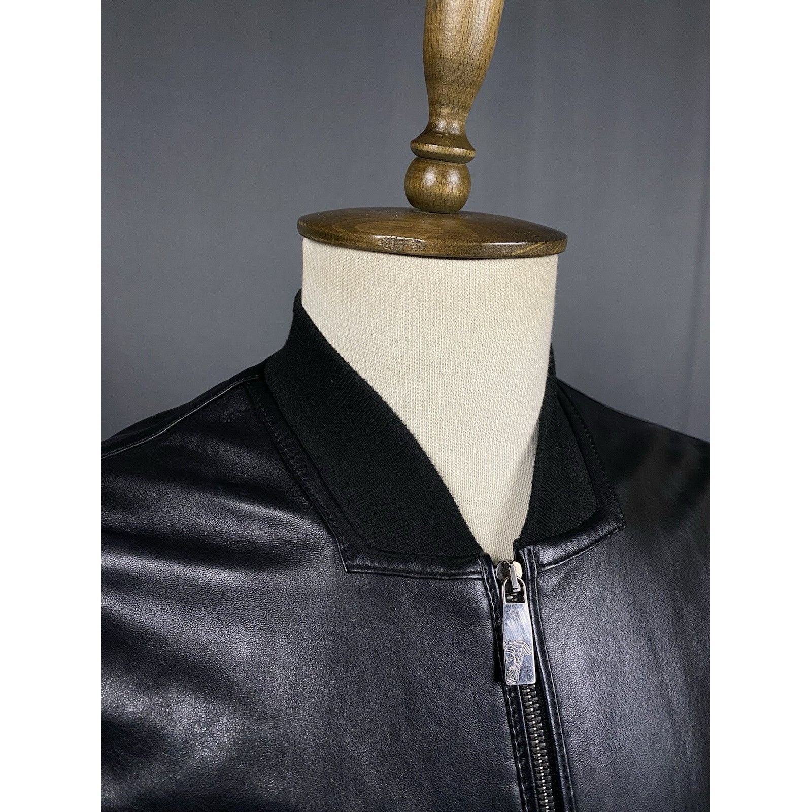 Versace Versace Collection Men's Black Leather Bomber Jacket Size 5 Size US M / EU 48-50 / 2 - 6 Thumbnail