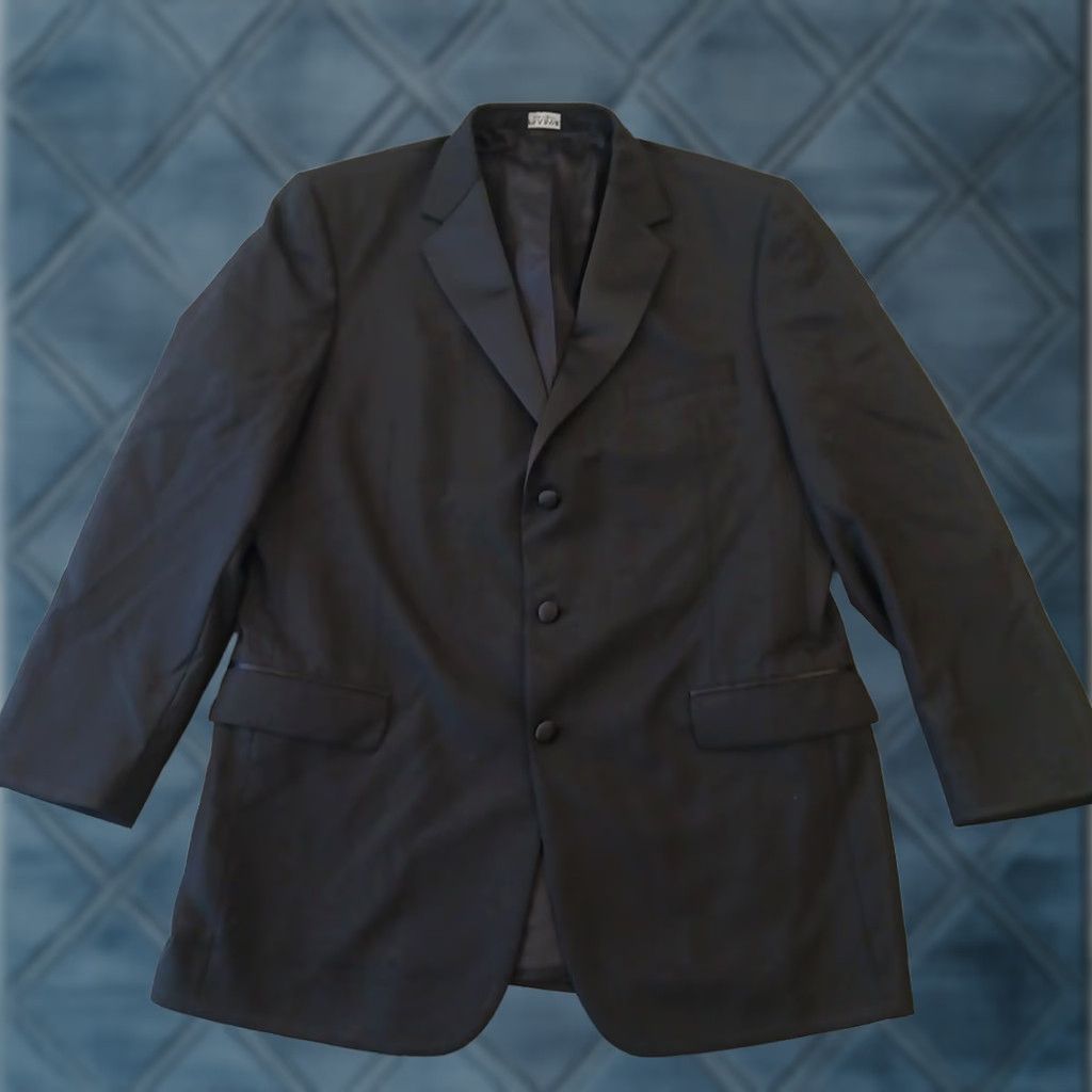 Jos. A. Bank Jos. A. Bank Tuxedo Blazer Mens 46 Extra Long Black Wool Single Breasted Notch Lapel Three-Button Pocket Dry Clean Only Jacket Coat Vintage: No Size 46R - 1 Thumbnail