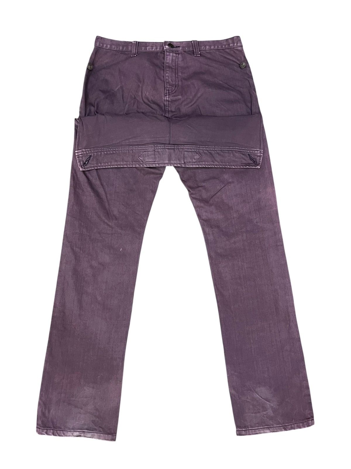 Japanese Brand 🔥Unique Jeans Open Arms Double Waist Back Flap Purple Pants Size US 31 - 9 Thumbnail