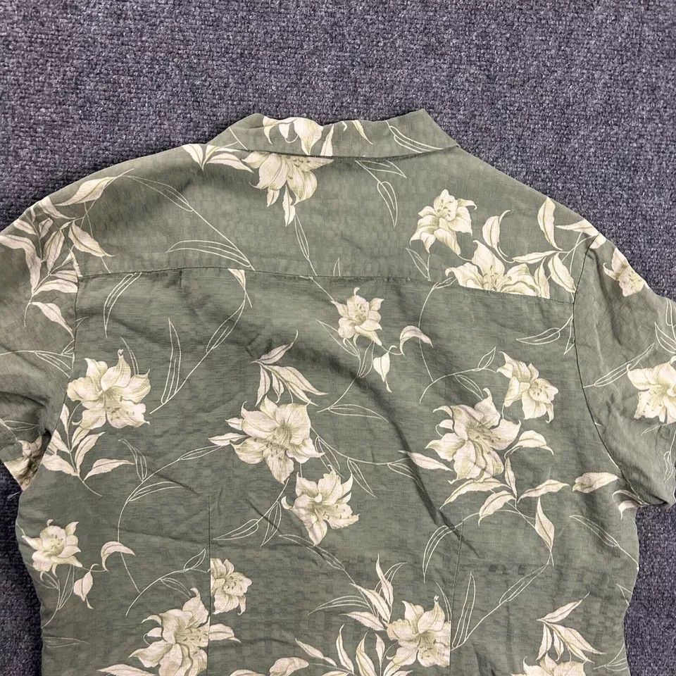 Hilo Hattie Hito Hattie Hawaiian Shirt Womens 16 Green Floral 100% Silk Size XXL / US 16-18 / IT 52-54 - 7 Thumbnail