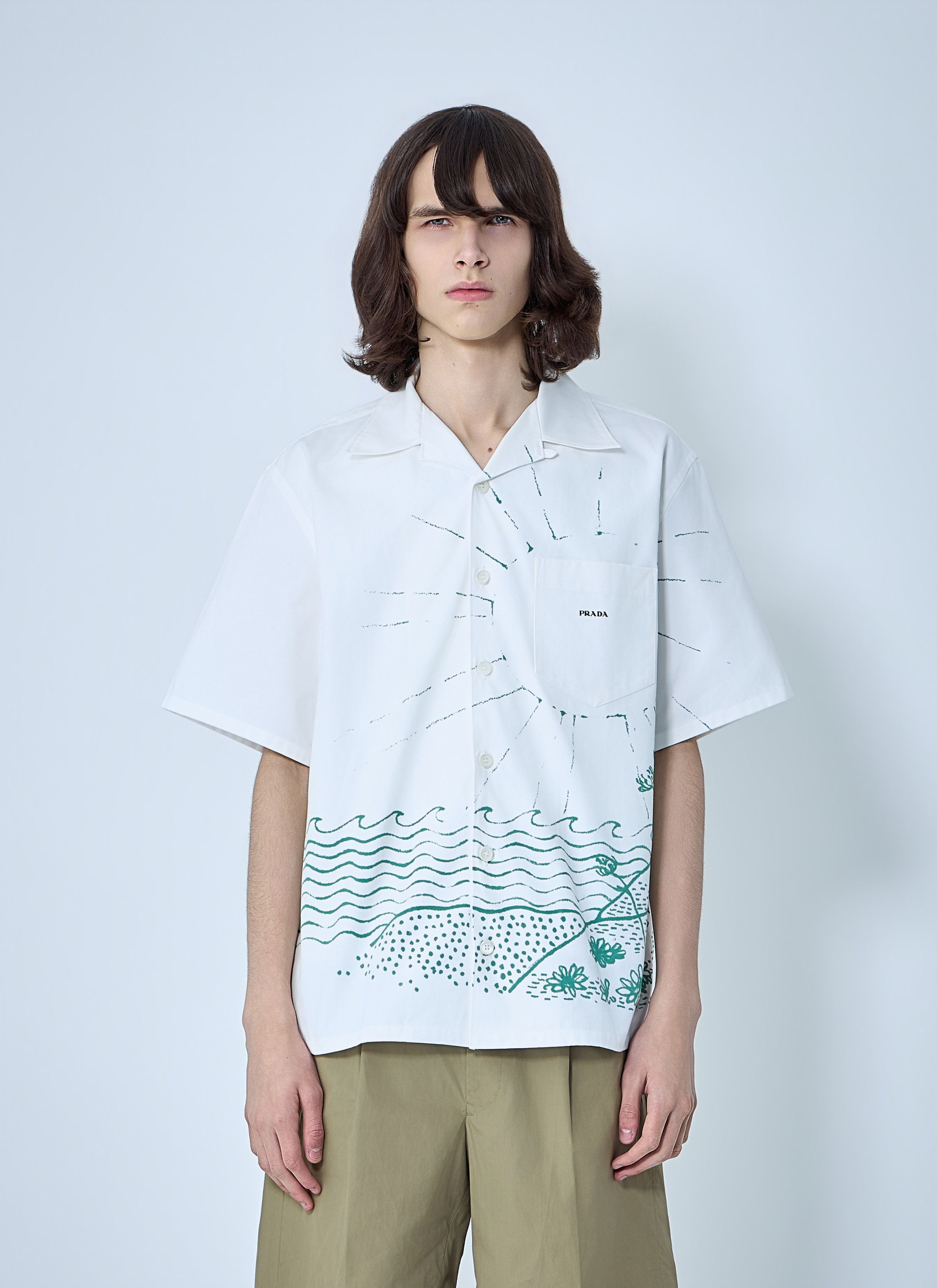 Prada Wave-Print Oversized Shirt Size US S / EU 44-46 / 1 - 1 Thumbnail