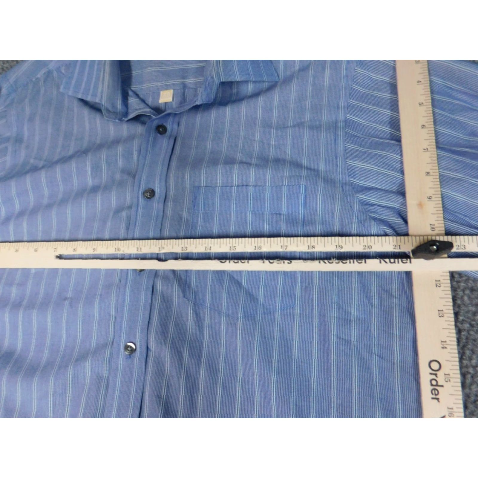 Michael Kors Michael Kors Mens Shirt Medium Blue Striped Button-Down Knit Cotton Polyester Button Up Long Sleeve Collared Size US M / EU 48-50 / 2 - 4 Thumbnail