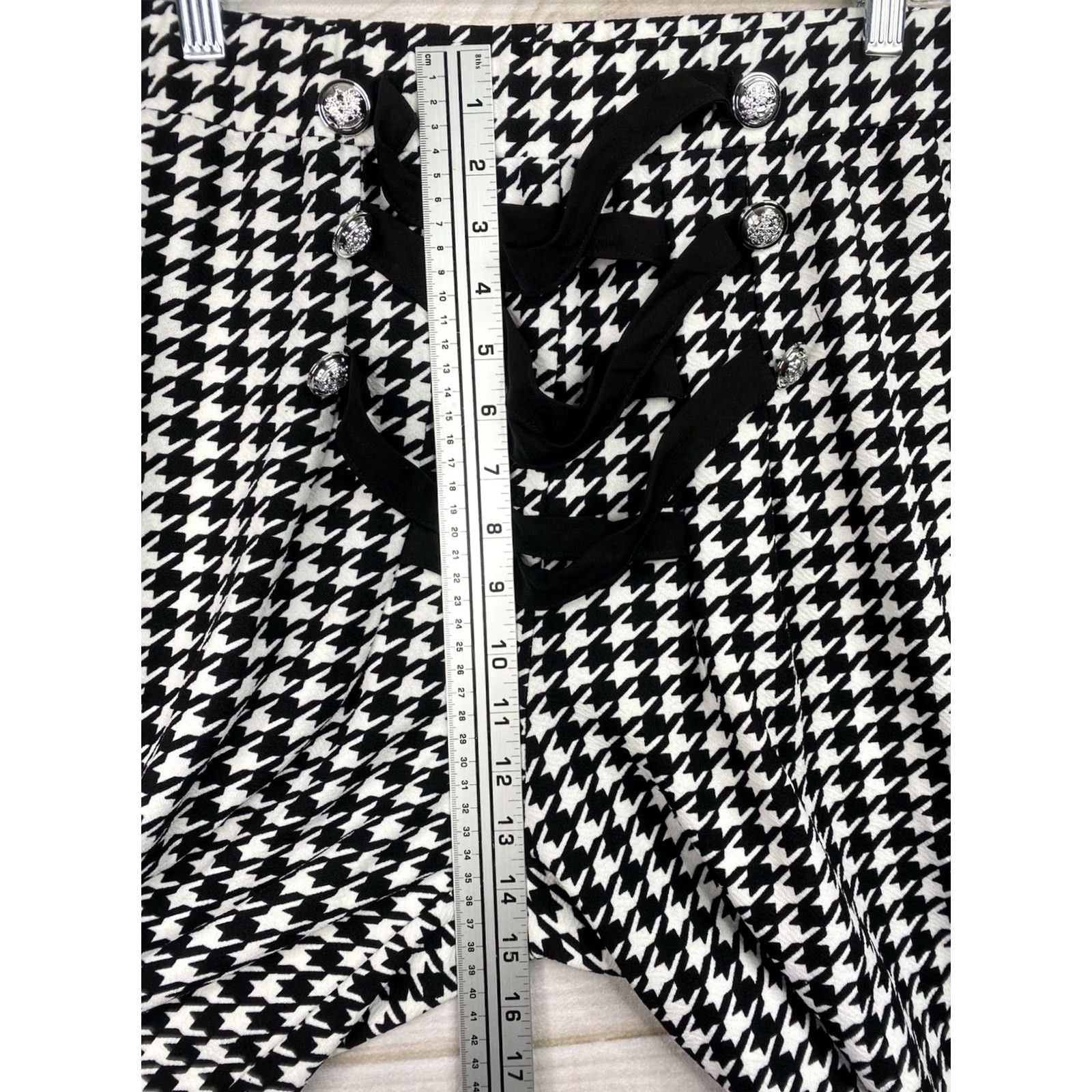Vintage Womens Pants 2XL Houndstooth Wide-Leg High Rise Stretch Pull On Black Polyester Knit Dress Pants Womens 2XL Wide-Leg Houndstooth Modern City 90s Style Size 40" / US 18 - 4 Thumbnail