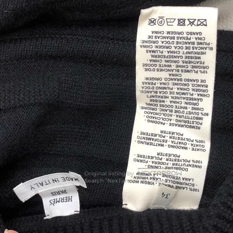 Hermes Hermes Hooded Double-sided Down Knit Jacket, Black Cotton Size XXS / US 00 / IT 34 - 5 Thumbnail
