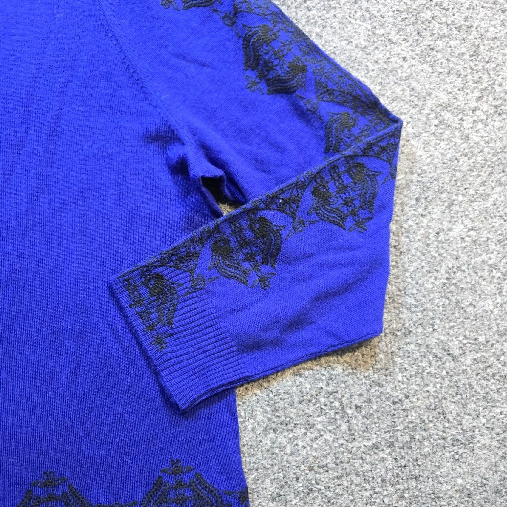 J.Crew J.CREW Sweater Womens S Blue Merino Wool Embroidered Round Neck Stretch Casual Capsule Pullover Size S / US 4 / IT 40 - 6 Thumbnail