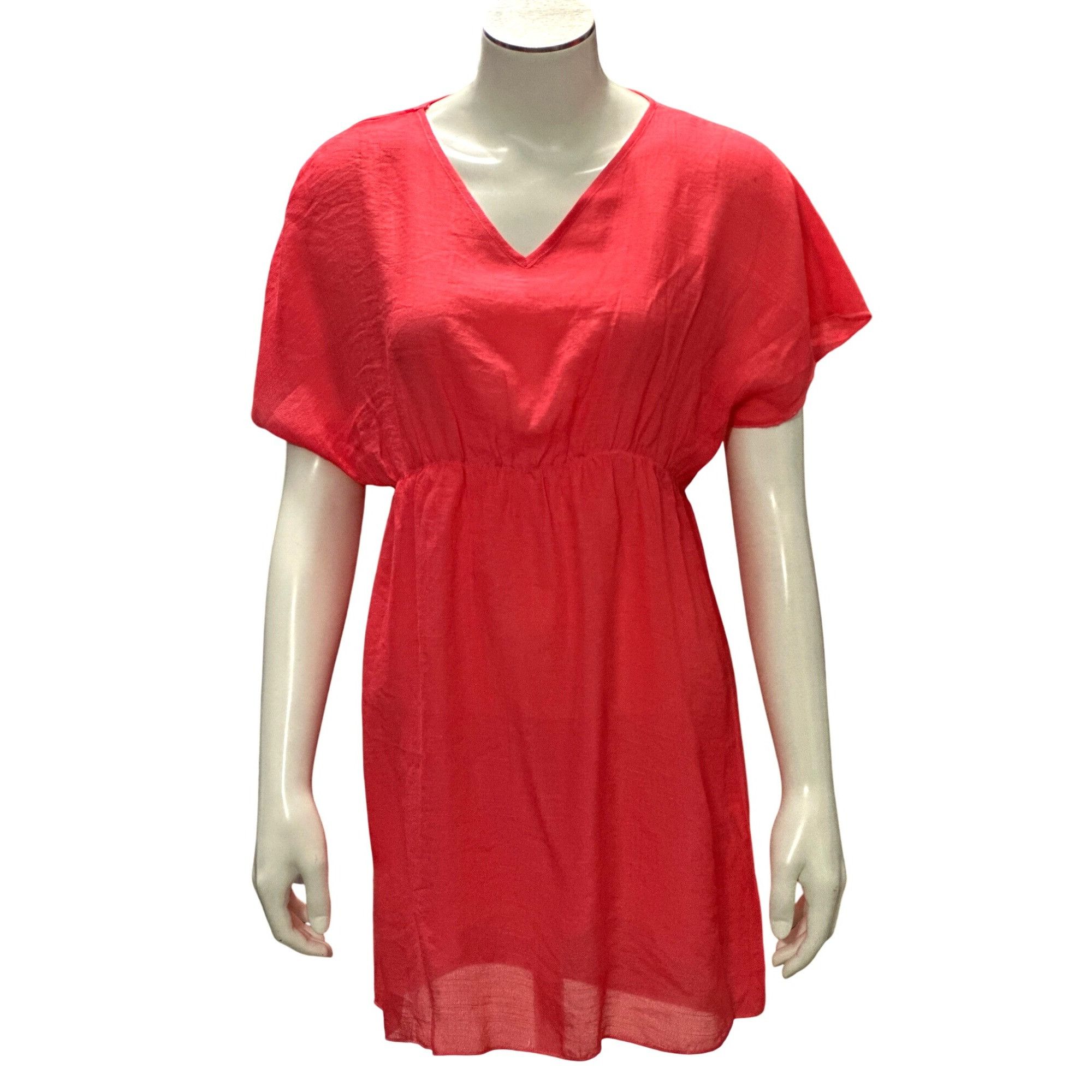 Other CCC Rose Red Sheer V Neck Mini Dress With Short Sleeves Cove Size M / US 6-8 / IT 42-44 - 1 Thumbnail
