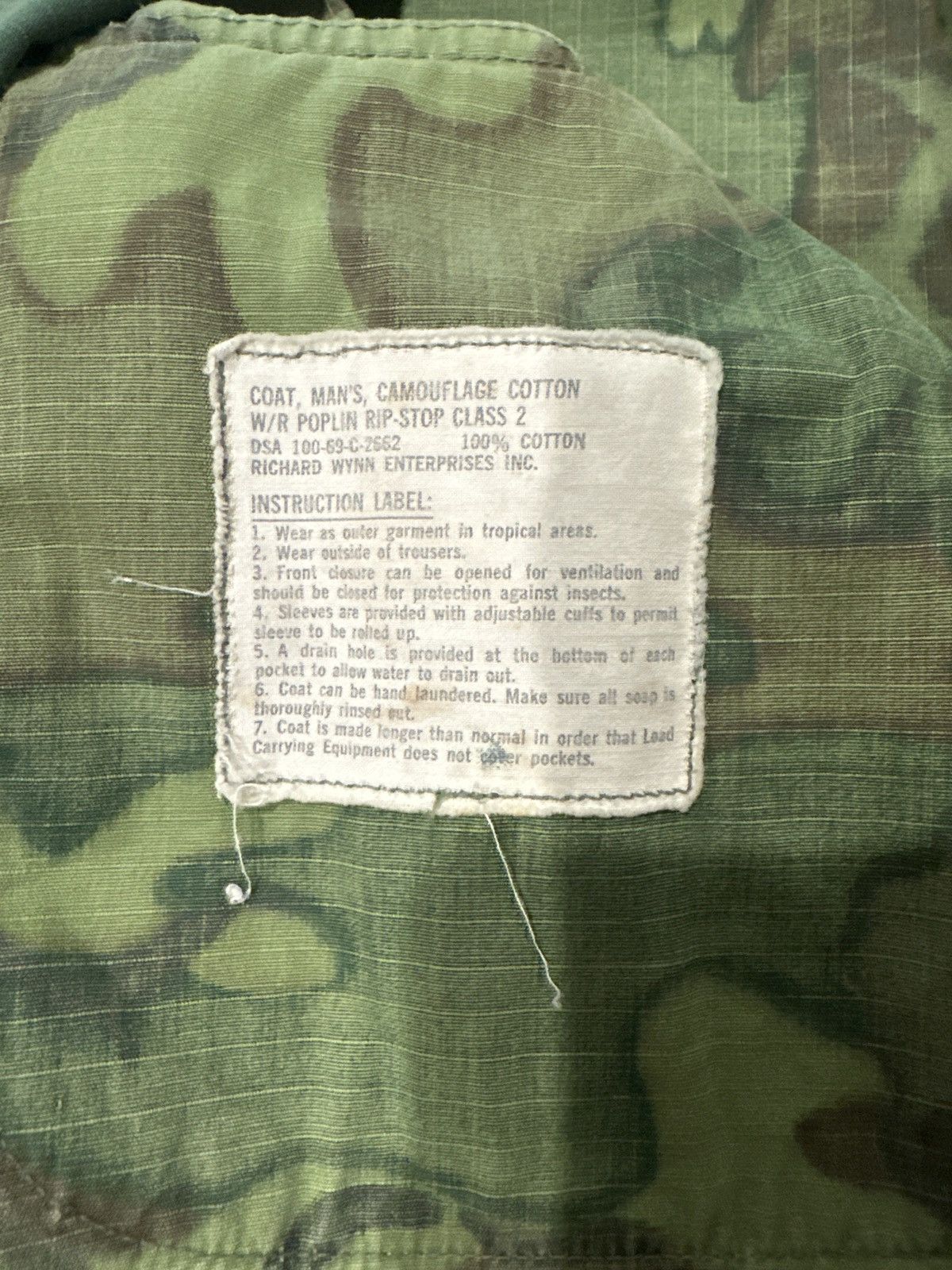 Vintage ORIGINAL 60s US MILITARY JUNGLE JACKET CAMOUFLAGE ERDL Size US M / EU 48-50 / 2 - 7 Thumbnail