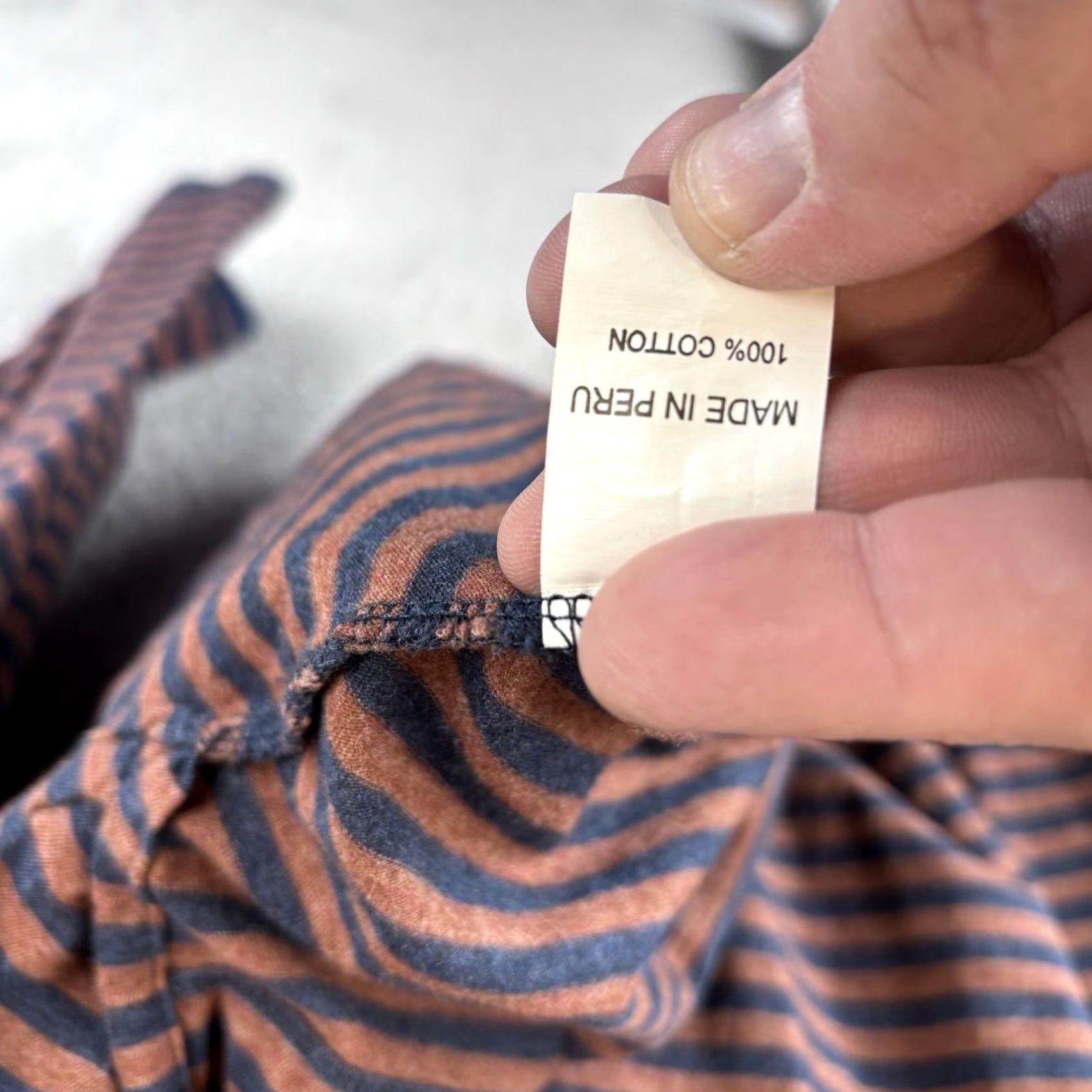 Vintage VINTAGE? No. Left Coast Tee Quarter Zip Shirt Mens Large Navy Burgundy Stripe Cotton Pullover Size US L / EU 52-54 / 3 - 4 Thumbnail