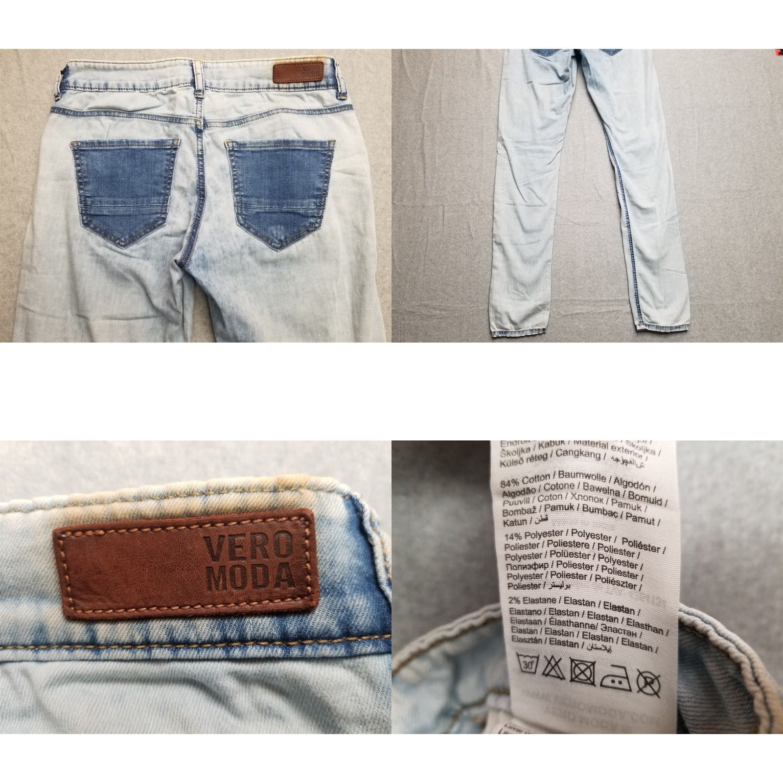 Vintage Vero Moda Jeans Womens 28 Skinny Straight Leg Blue Denim Distressed Faded Jeans Size 28" / US 6 / IT 42 - 8 Thumbnail