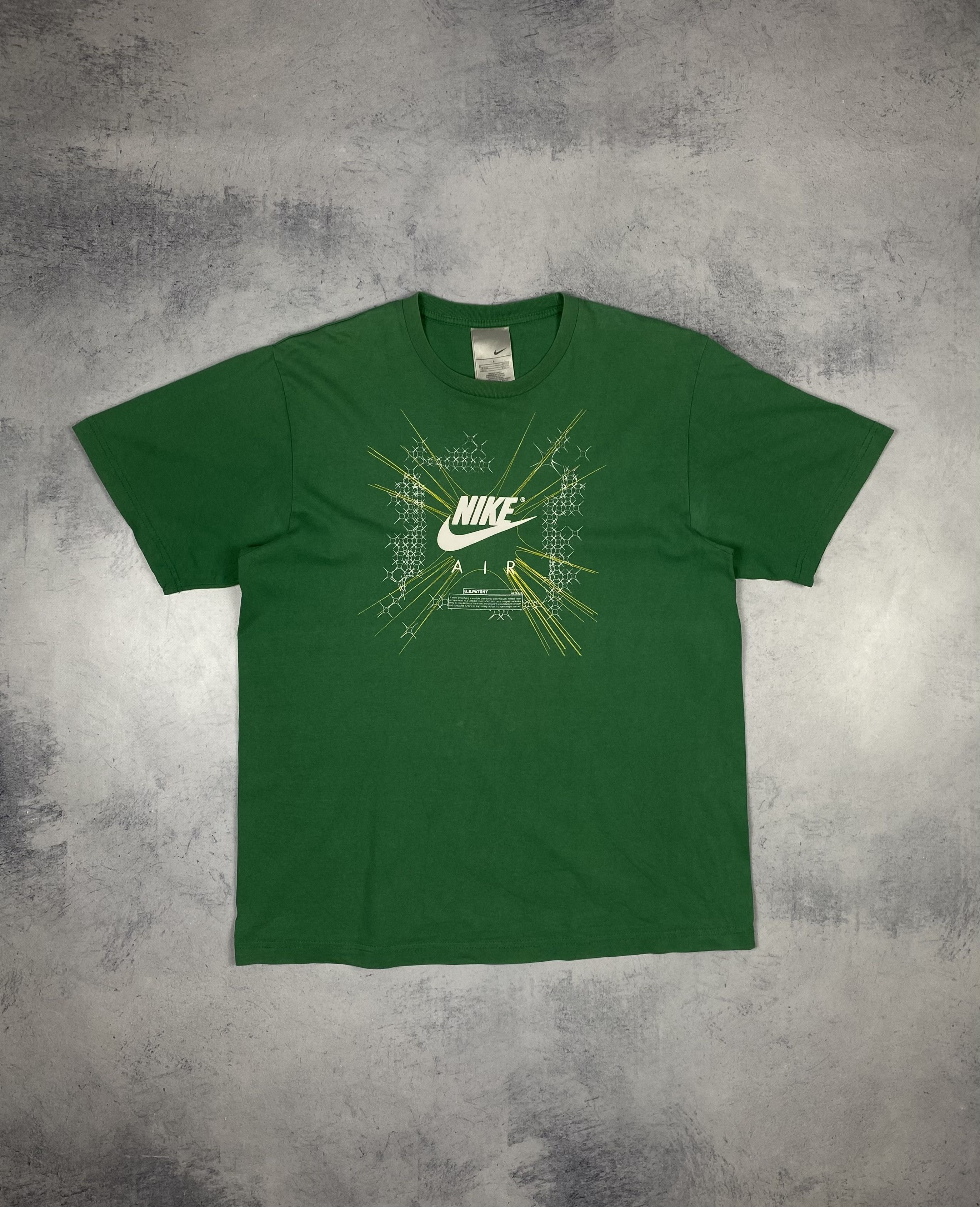 Nike Vintage 00s Nike Air Big Logo Swoosh Y2K T Shirt Green Size US L / EU 52-54 / 3 - 2 Thumbnail