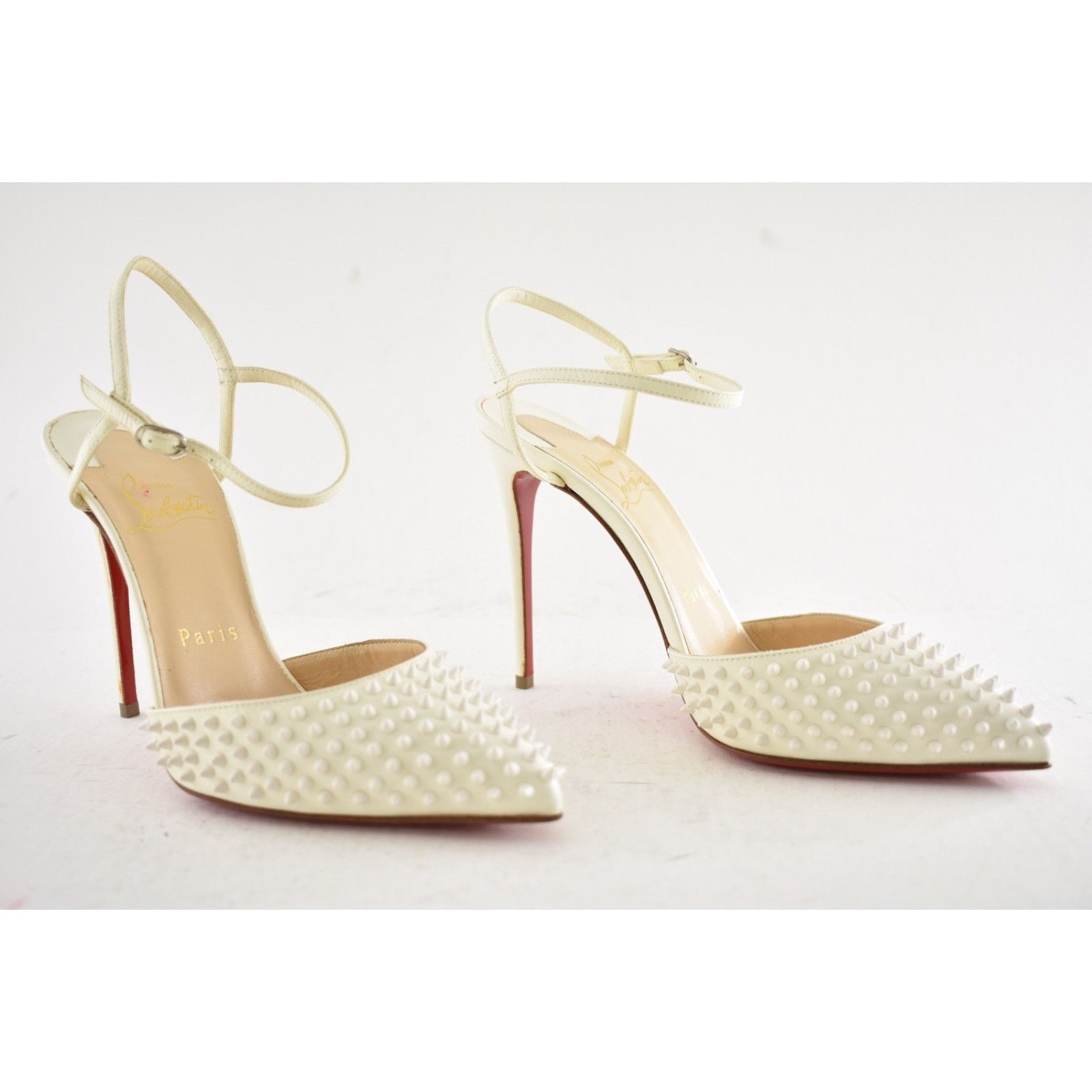 Christian Louboutin Christian Louboutin Baila Spike 100 Neige White Slingback Size US 6.5 / IT 36.5 - 3 Thumbnail