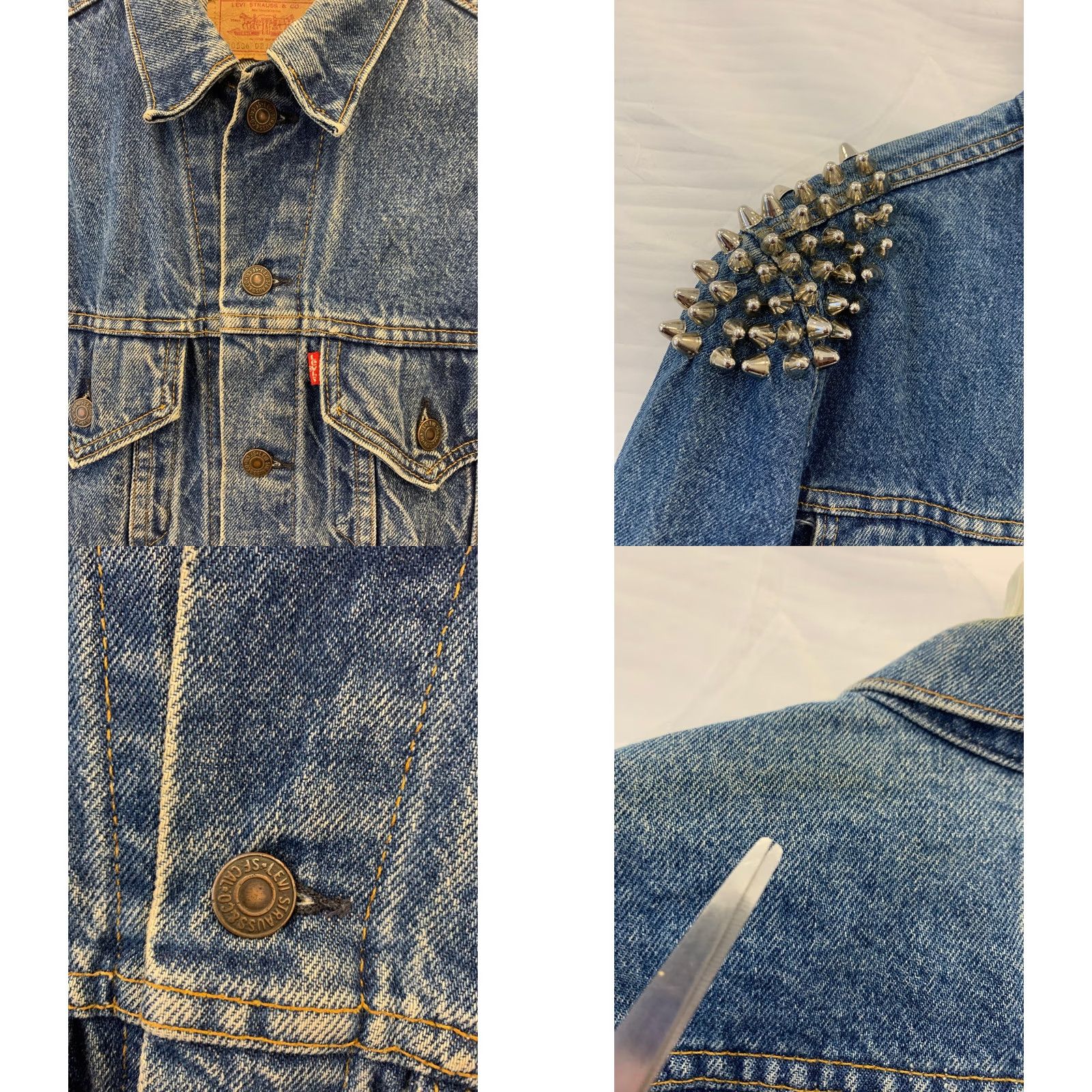 Levi's VINTAGE Levi’s 70506 Denim Jacket Rock Spiked Shoulders USA Made S Men Blue Denim Jacket 70506 Rock Mens Small Size US S / EU 44-46 / 1 - 8 Thumbnail