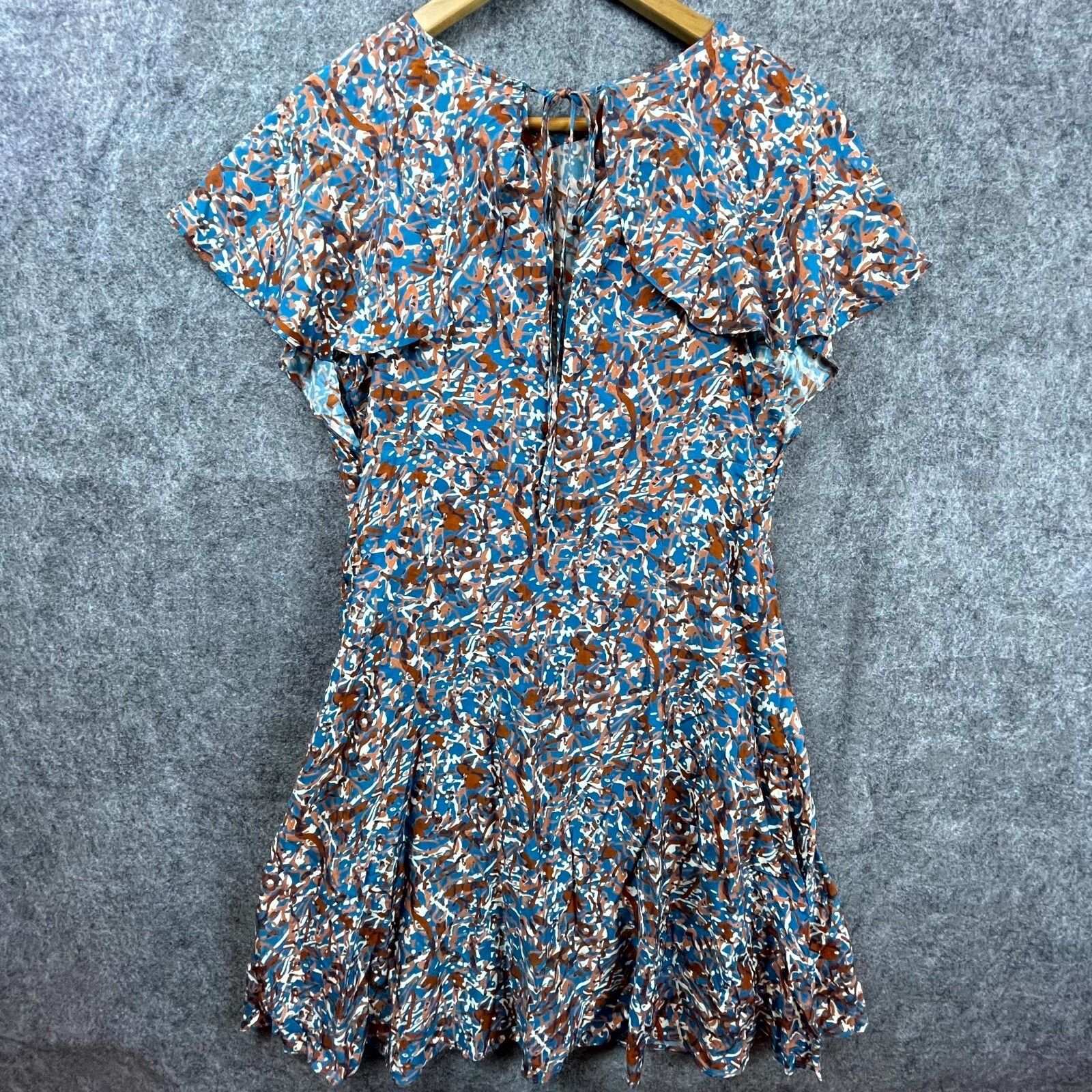Joie Joie Hunter Mini Dress Womens 8 Fjord Blue Abstract Artsy Size M / US 6-8 / IT 42-44 - 2 Thumbnail