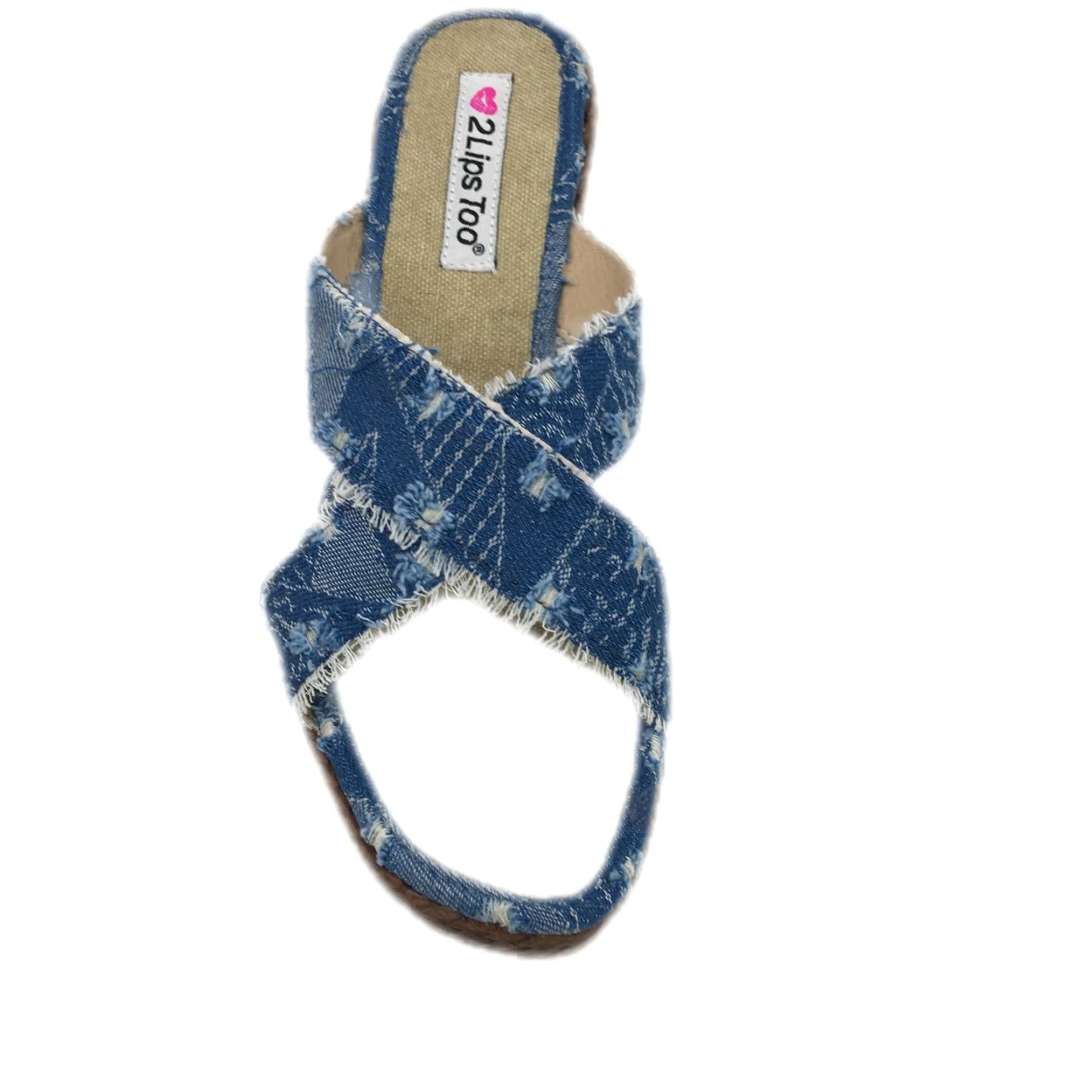 Vintage 2 Lips Too Womens Too Wisk Wedge Heel Slip On Casual Blue Sandals 11M Size US 11 / IT 41 - 3 Thumbnail