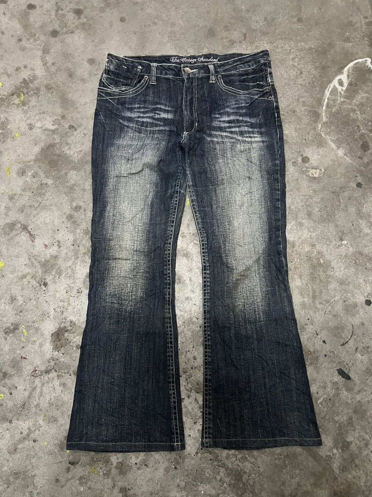 Designer × Japanese Brand × Vintage FLARED🔥UNKNOWN DISTRESSED DENIM PANT Size US 34 / EU 50 - 1 Thumbnail
