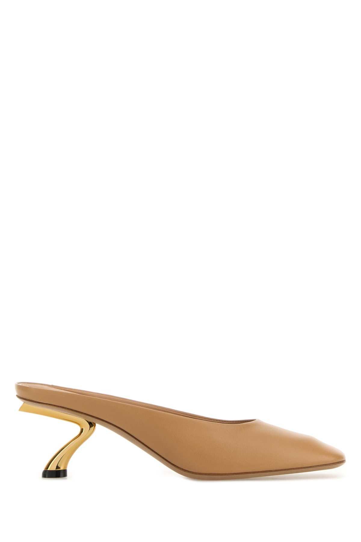 Salvatore Ferragamo Beige Leather Safi 55 Mules Size US 7.5 / IT 37.5 - 1 Thumbnail