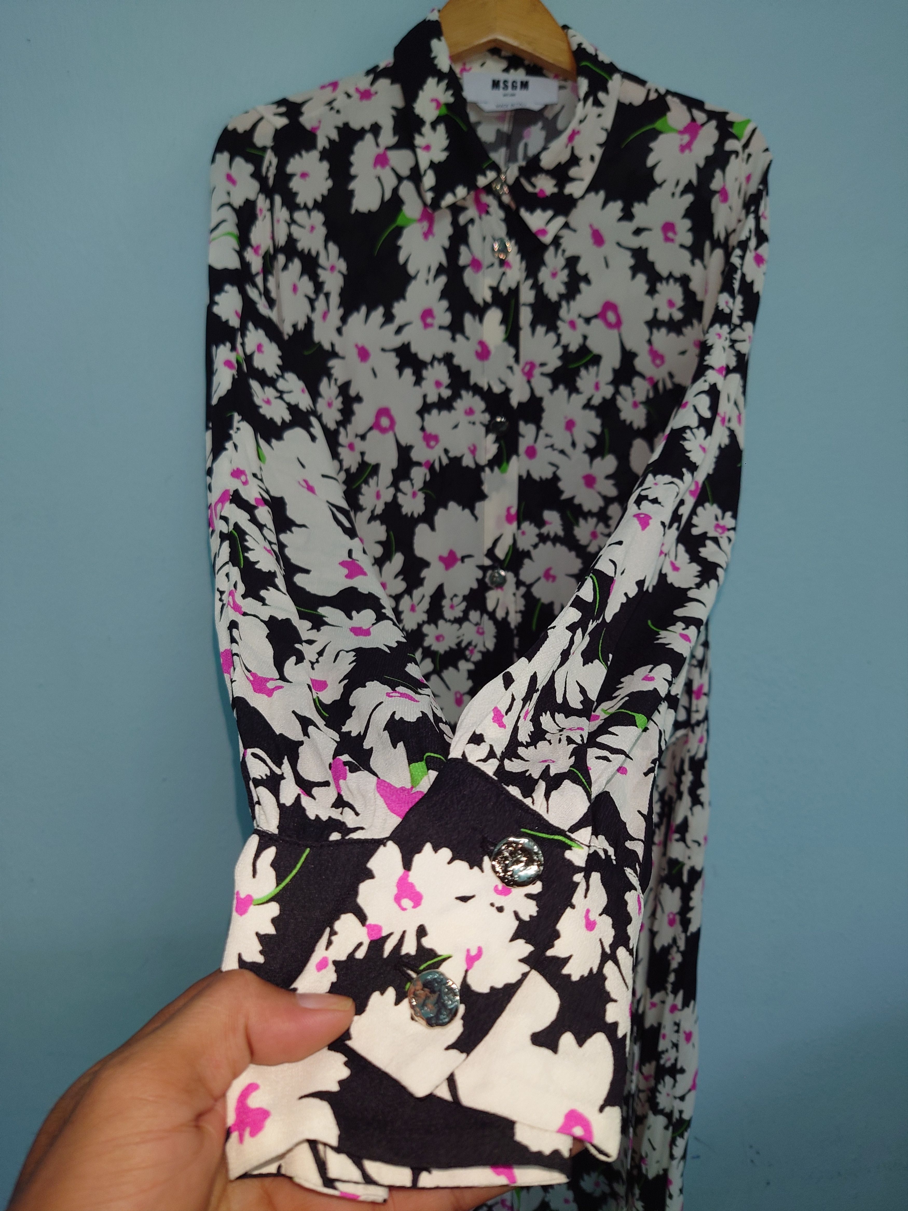 MSGM MSGM Milano Floral Daisy Print Viscose Maxi Shirt Dress Size XS / US 0-2 / IT 36-38 - 8 Thumbnail