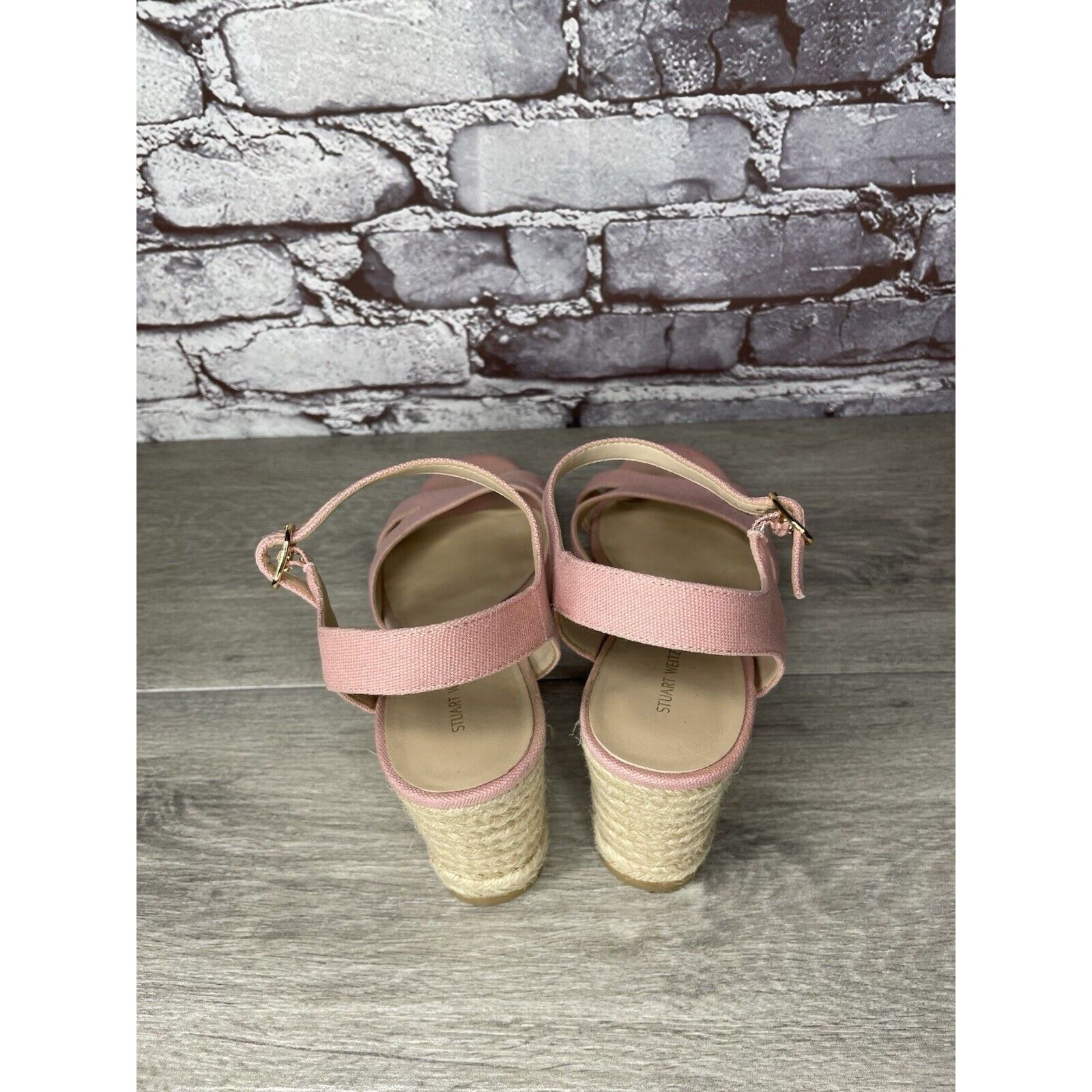 Stuart Weitzman STUART WEITZMAN Mirela II Pink Canvas Espadrille Wedge Sanda Size US 9.5 / IT 39.5 - 5 Thumbnail