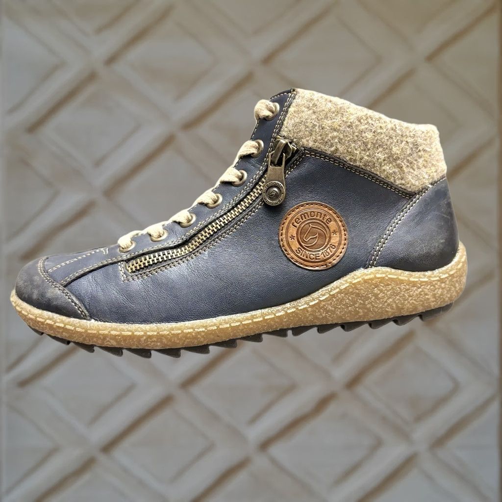 Rieker Rieker Remonte Boots R4775-14 Navy Leather Side Zip Lace Up Ankle EU 38 – Pre-owned Condition Size US 7 / IT 37 - 1 Thumbnail