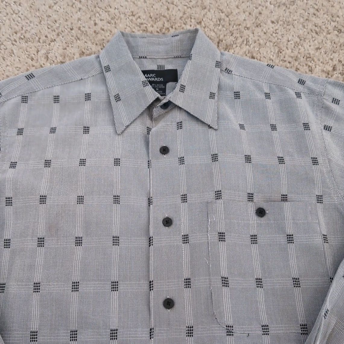 Marcs Marc Edwards Shirt Mens Medium Gray Black Geometric Long Sleeve Button Up Size US M / EU 48-50 / 2 - 2 Thumbnail