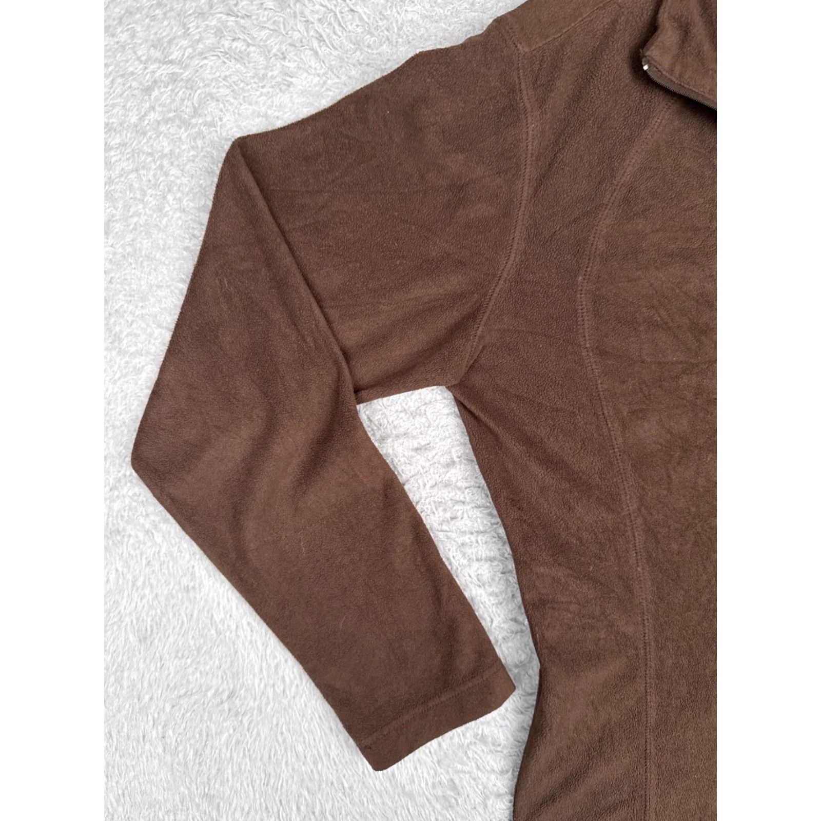 Vintage Columbia Fleece Sweater Women Large Brown 1/4 Zip Pullover Print Hike Walk Camp Size L / US 10 / IT 46 - 3 Thumbnail