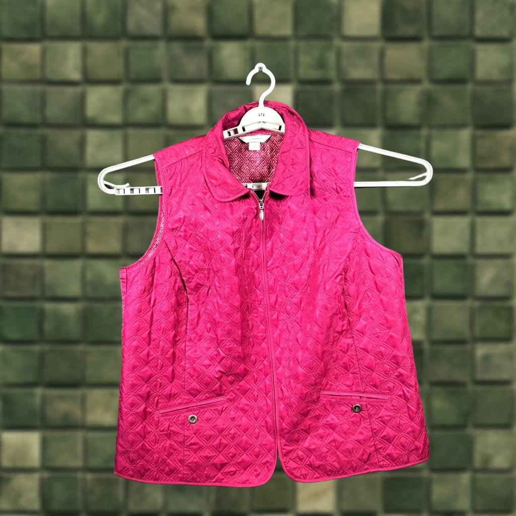 Pinko CJ Banks Quilted Vest Women's M Pink Polyester Casual Stand-Up Collar Full-Zip Size M / US 6-8 / IT 42-44 - 1 Thumbnail