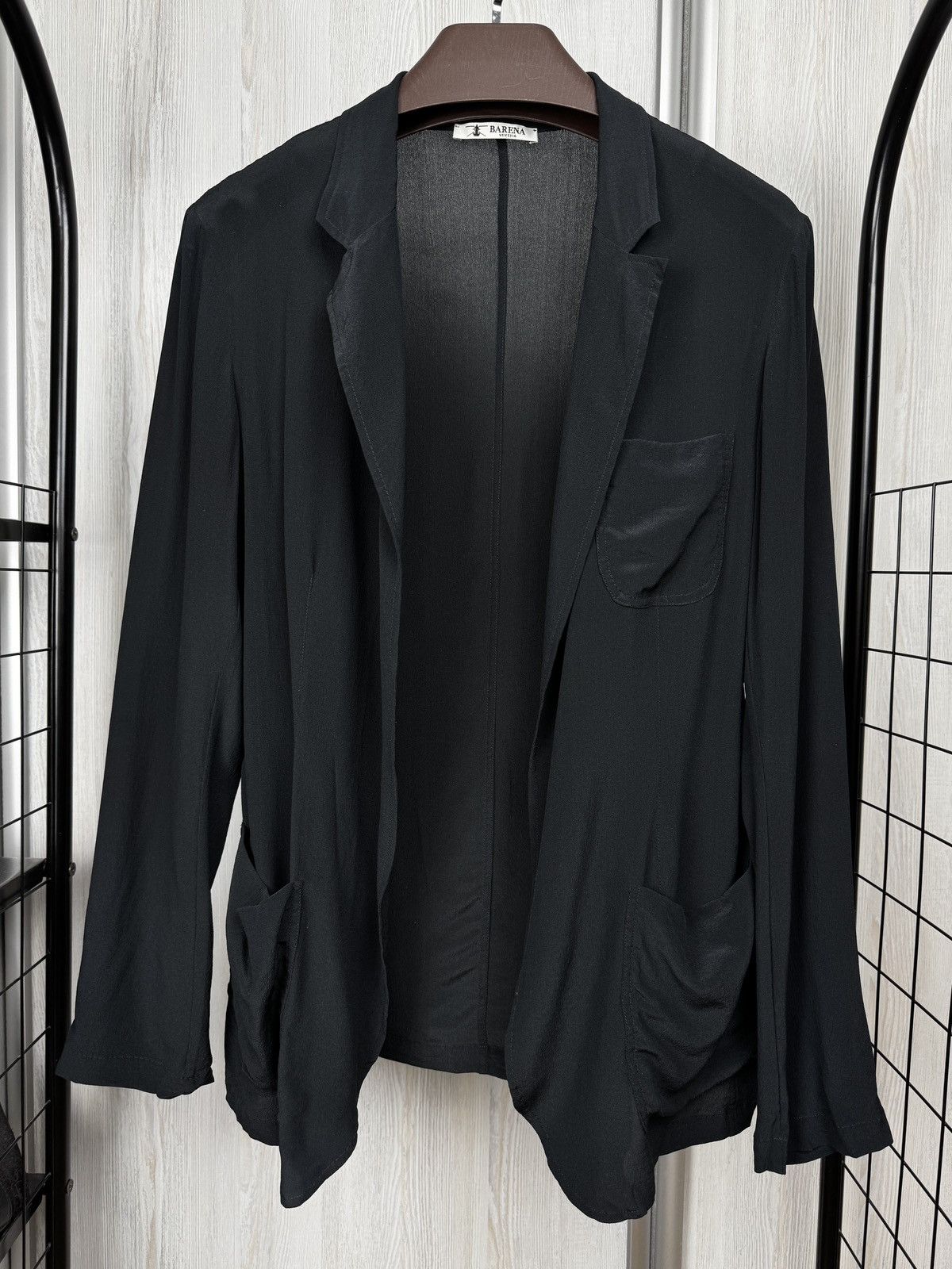 Barena Venezia Barena Venezia Black Silk buttonless blazer size 46 Size 36R - 2 Thumbnail