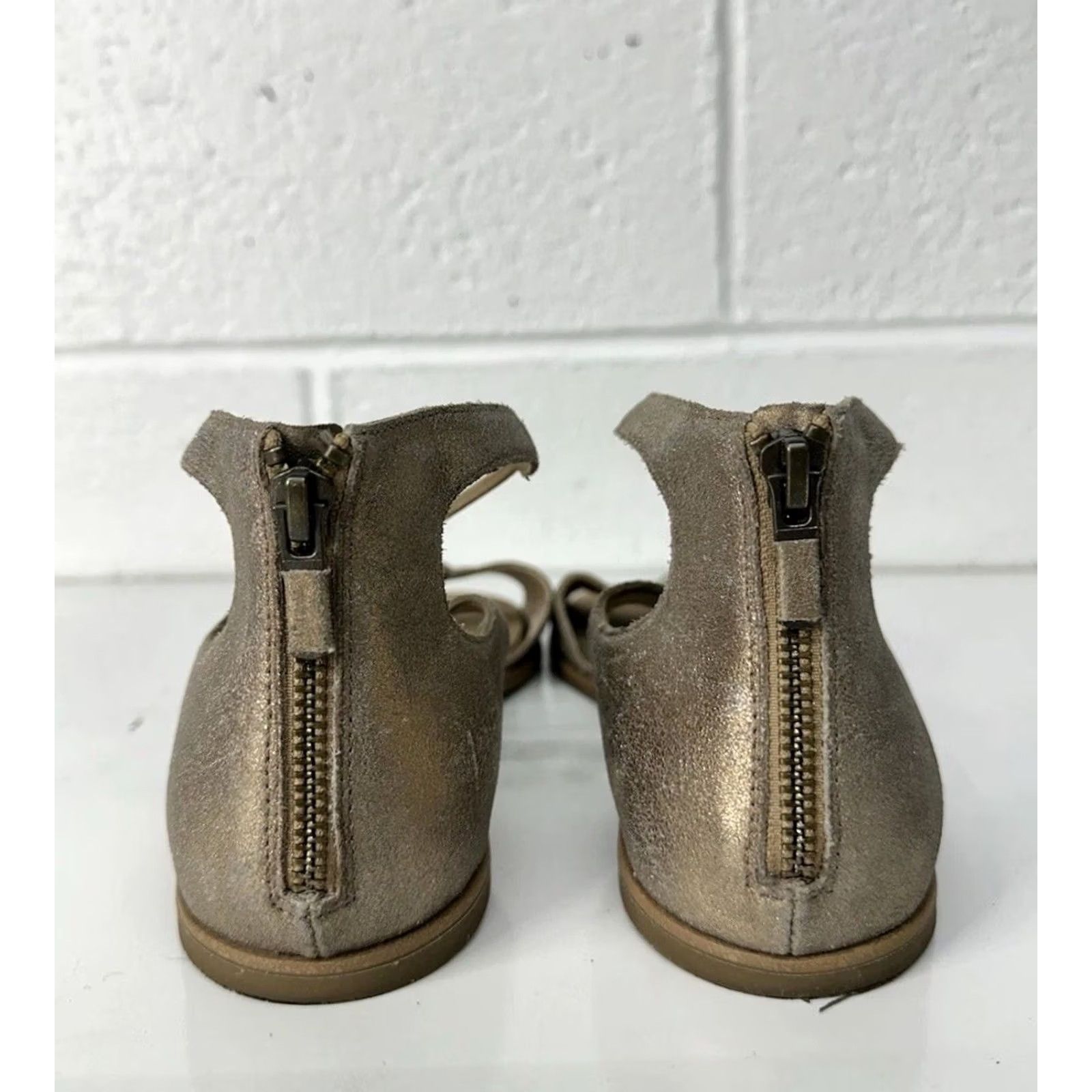 Eileen Fisher EILEEN FISHER Brown Leather Zipper Comfort FLAT SANDALS 9 Womens Size US 9 / IT 39 - 6 Thumbnail