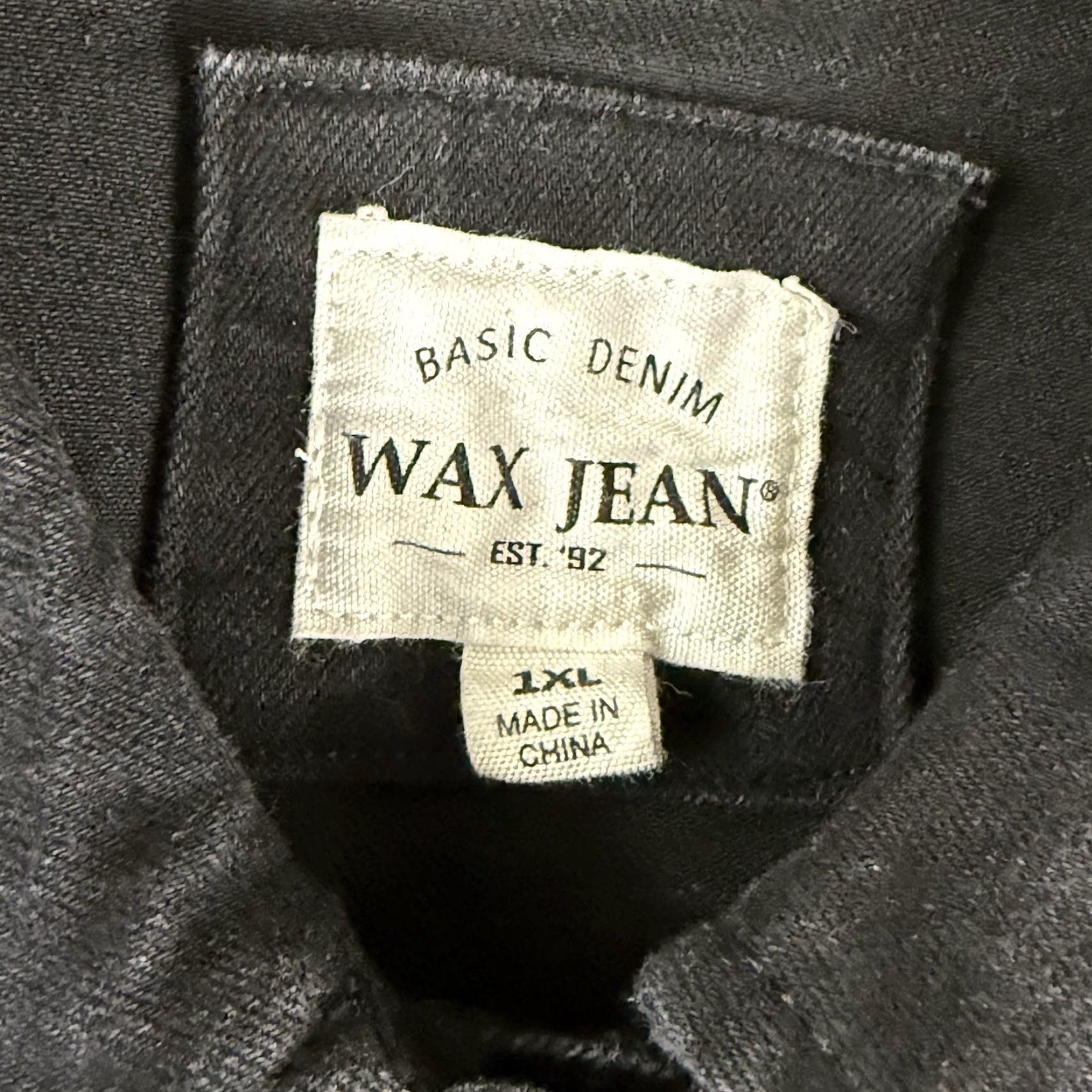 Denime VINTAGE WAX JEAN Black Stretch Denim Crop Jacket Women’s 1XL Size 40" / US 18 - 2 Thumbnail