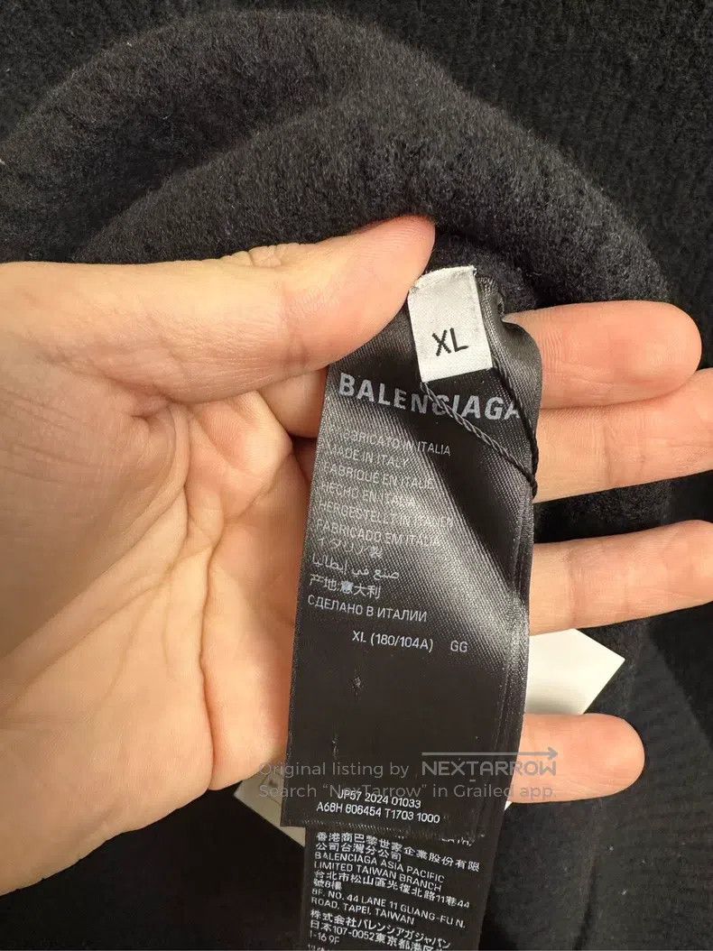 Balenciaga Balenciaga Wool knitted sweater, sleeve logo solid color Size US XL / EU 56 / 4 - 5 Thumbnail