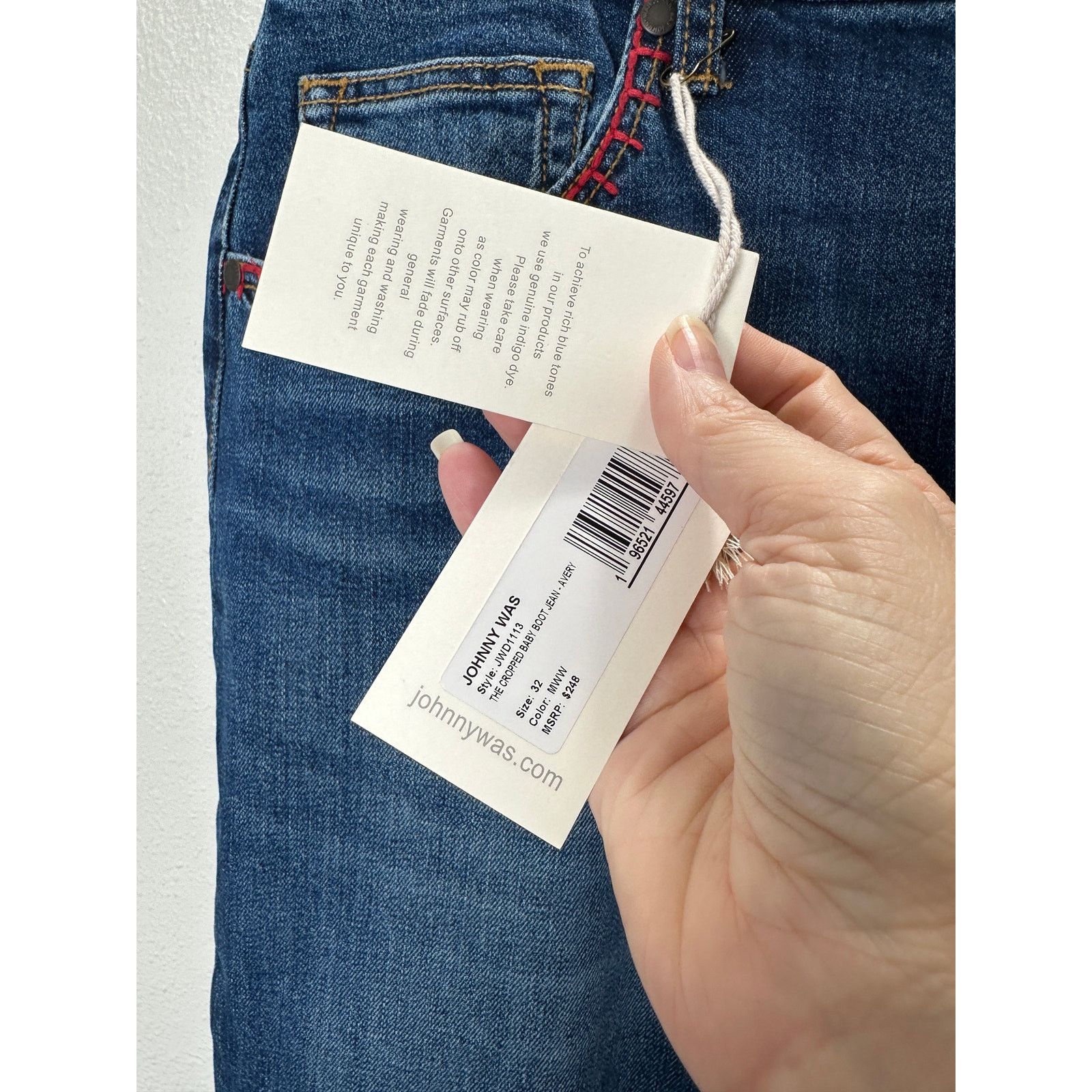 Johnny Was NWT Johnny Was Avery Cropped Baby Boot Mid Rise Slim Jean 32 Size 32" / US 10 / IT 46 - 7 Thumbnail