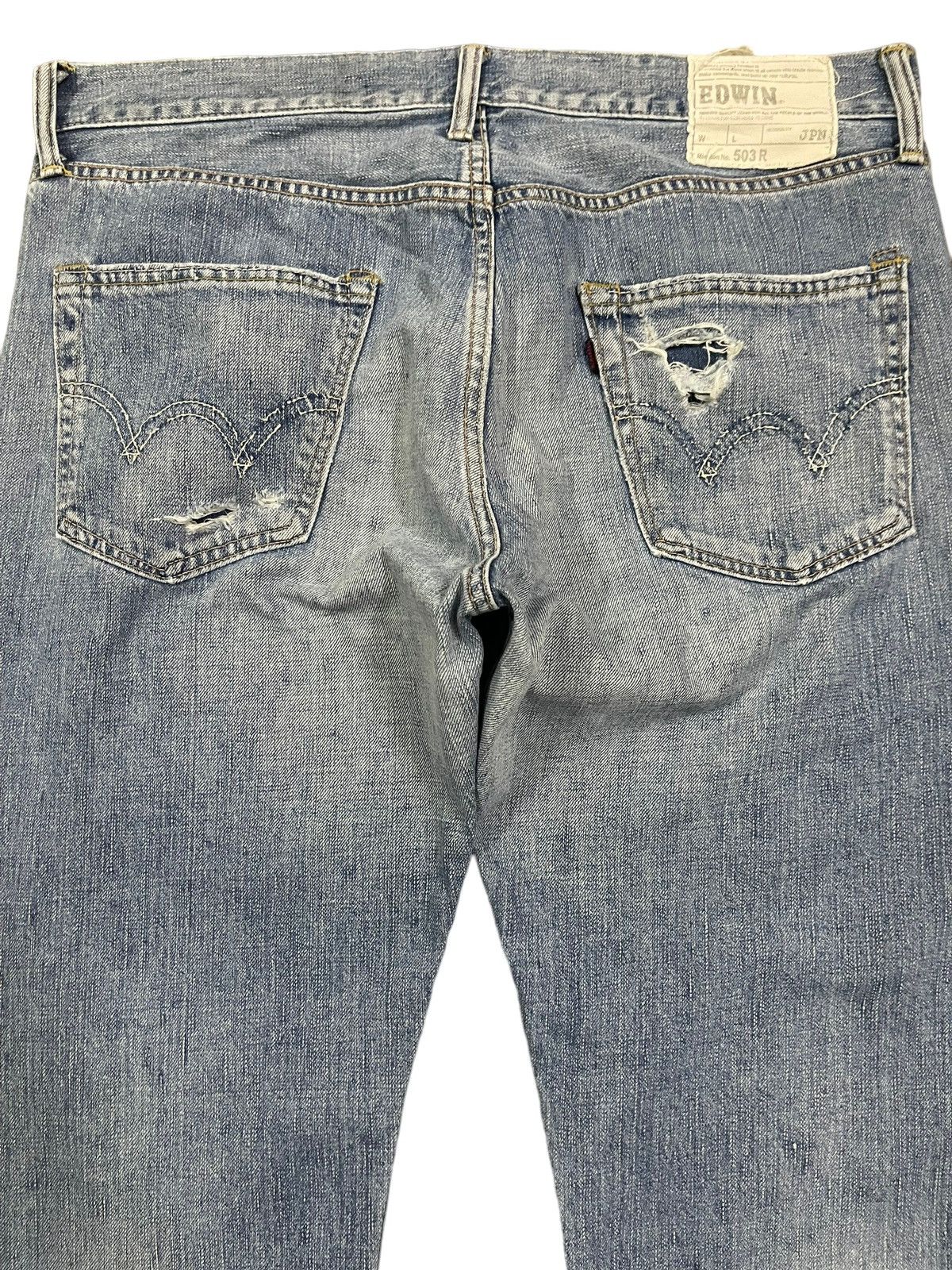 Edwin Vintage Japan Edwin 503 Blue Wash Distress Baggy Jeans Size US 34 / EU 50 - 4 Thumbnail