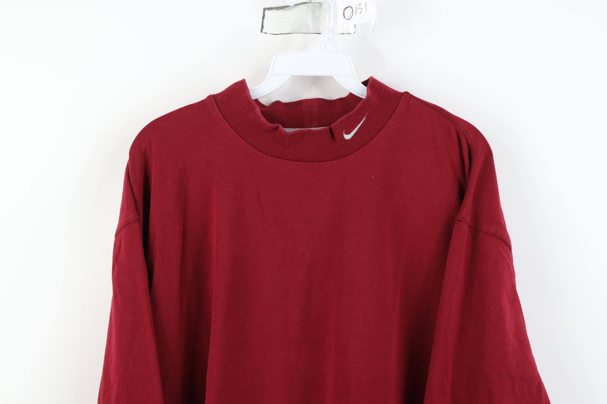 Nike Vintage Y2K Nike Travis Mini Swoosh Mock Neck T-Shirt Red Size US L / EU 52-54 / 3 - 2 Thumbnail