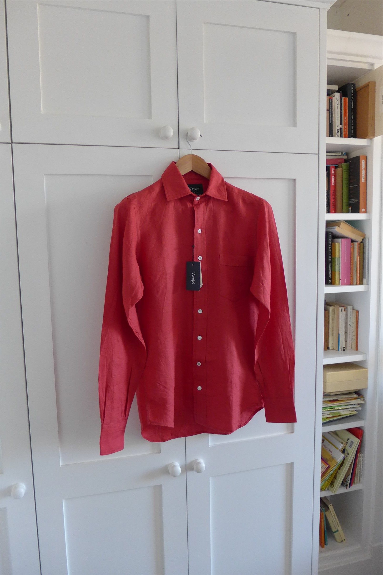 Drake's Drake's Red Linen Spread Collar Shirt Size US S / EU 44-46 / 1 - 8 Thumbnail