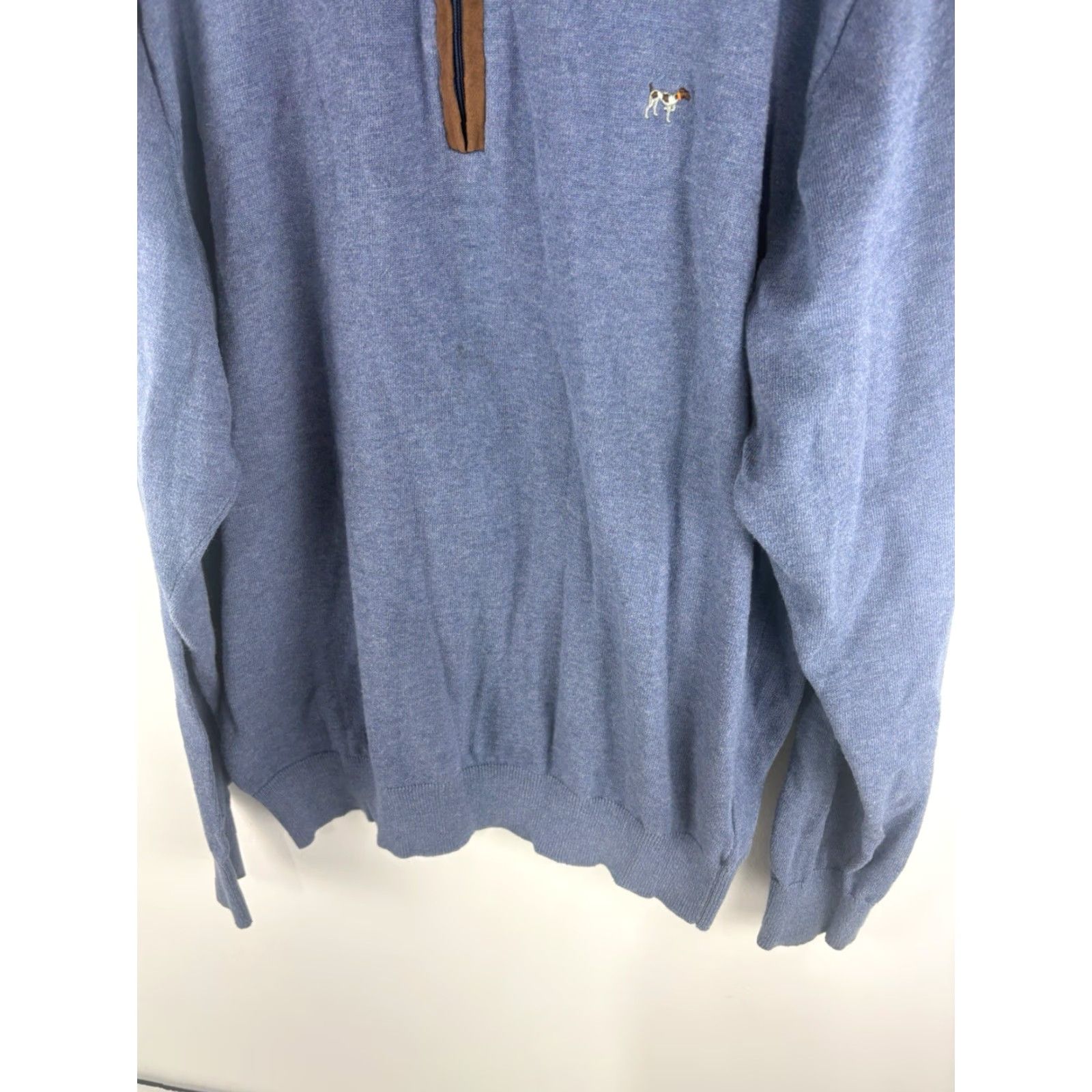 CO VINTAGE Southern Point Co Blue Pullover Sweater Men XL 100% Cotton Zip Mock Neck Casual Travel Winter Size US XL / EU 56 / 4 - 6 Thumbnail