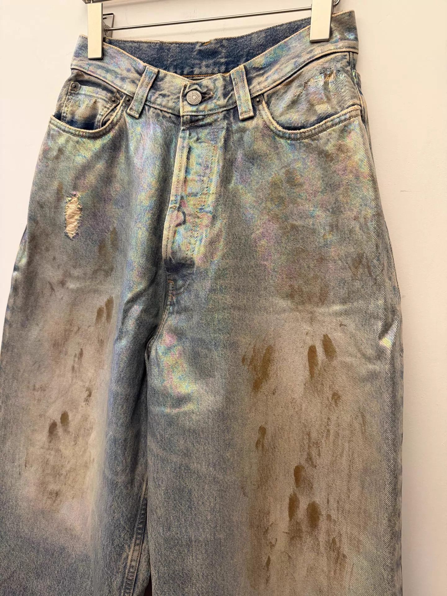 Acne Studios Acne SS25 Vintage Rainbow Dyed Wide-Leg Mid-Blue Jeans Size 24" / US 00 / IT 34 - 2 Thumbnail