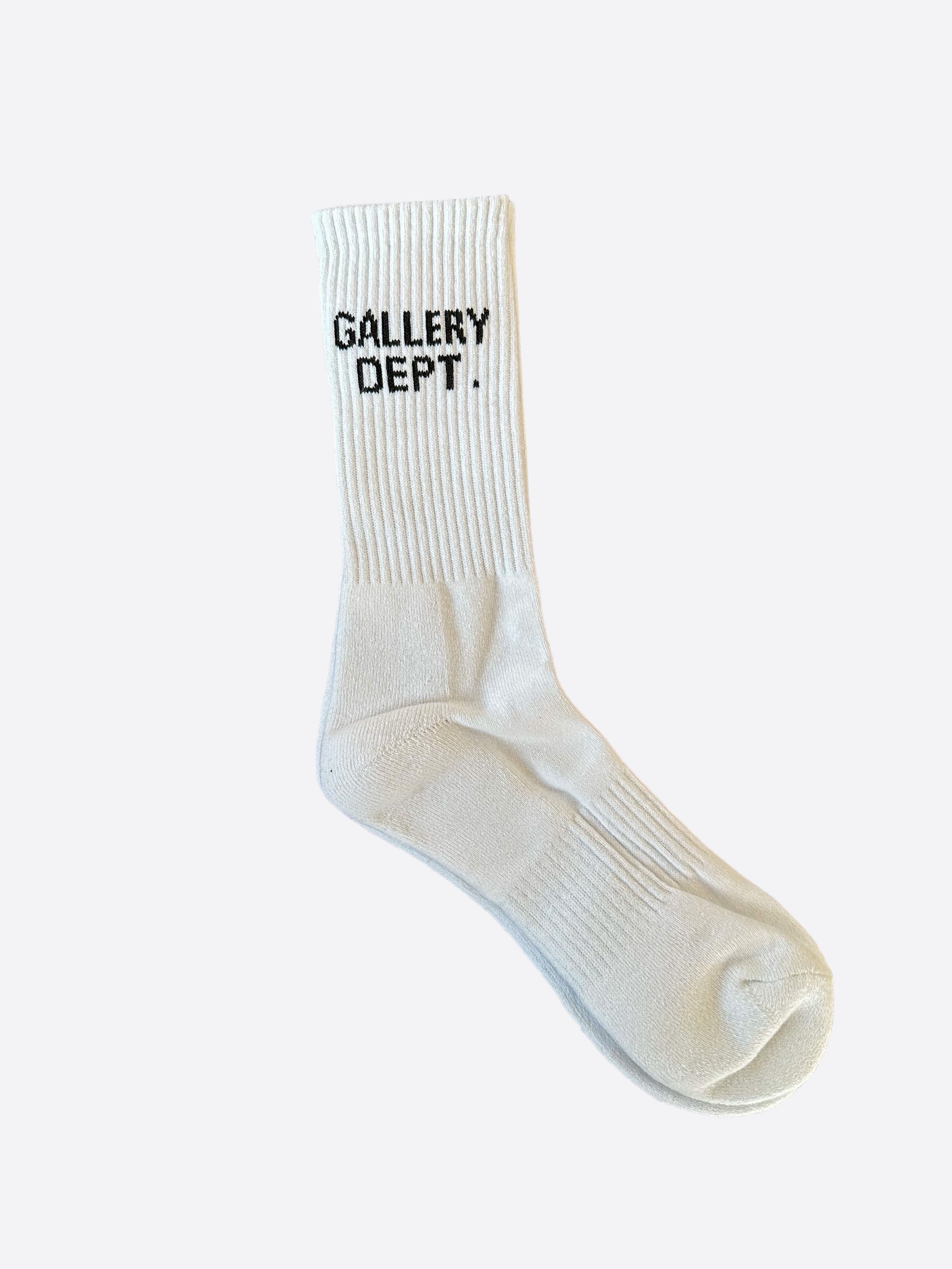 Pre-owned Gallery Dept. White & Black Logo Socks