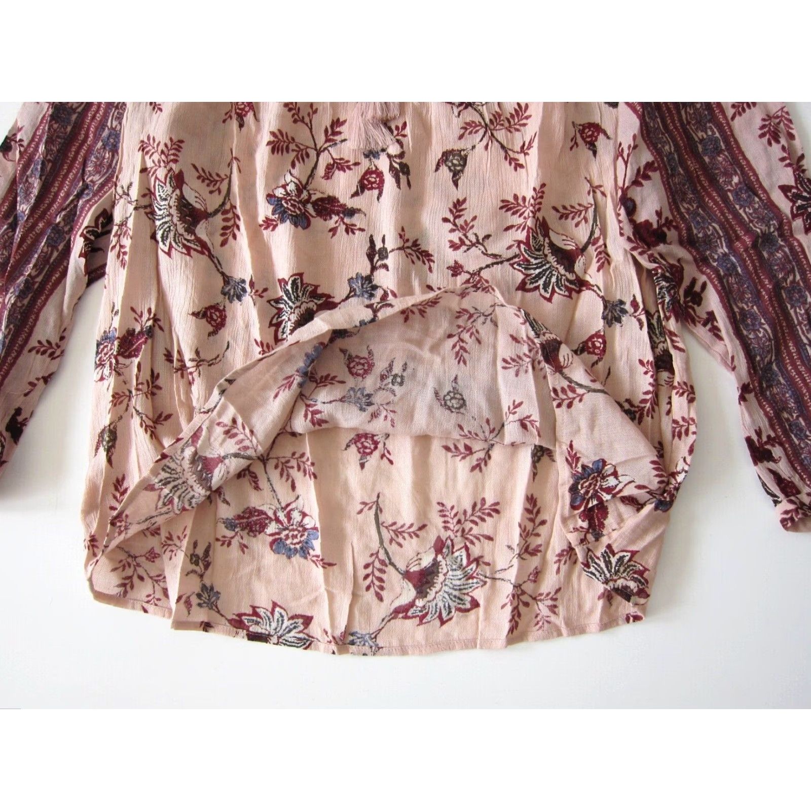 Lucky Brand Lucky Brand Blouse Long Sleeve Tunic Peasant Floral 100% Rayon Pink Large Women Size L / US 10 / IT 46 - 6 Thumbnail