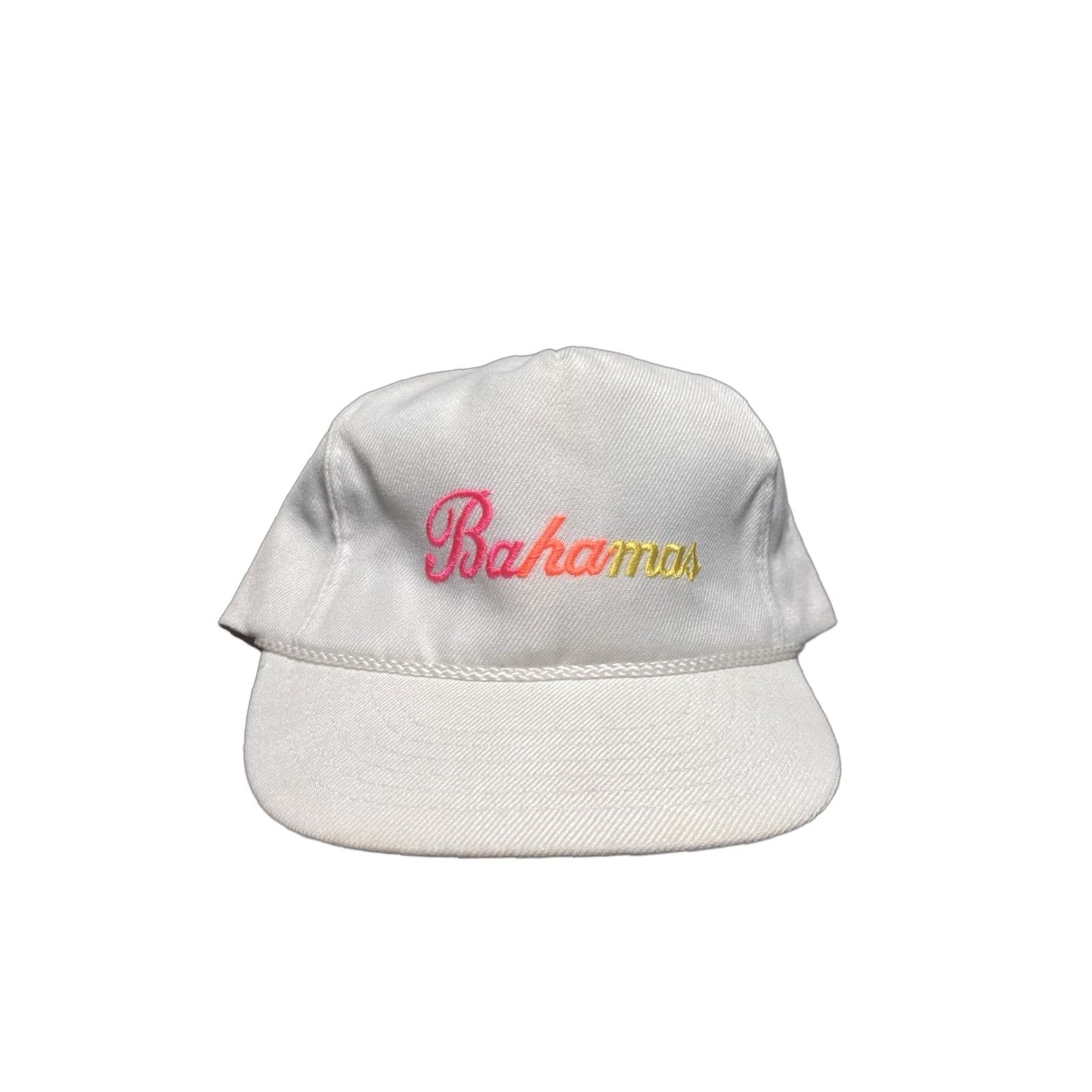 Rainbow VINTAGE Rainbow Bahamas embroidered Strapback hat cap Beach Island white Men Adjustable Hat Size ONE SIZE - 1 Thumbnail